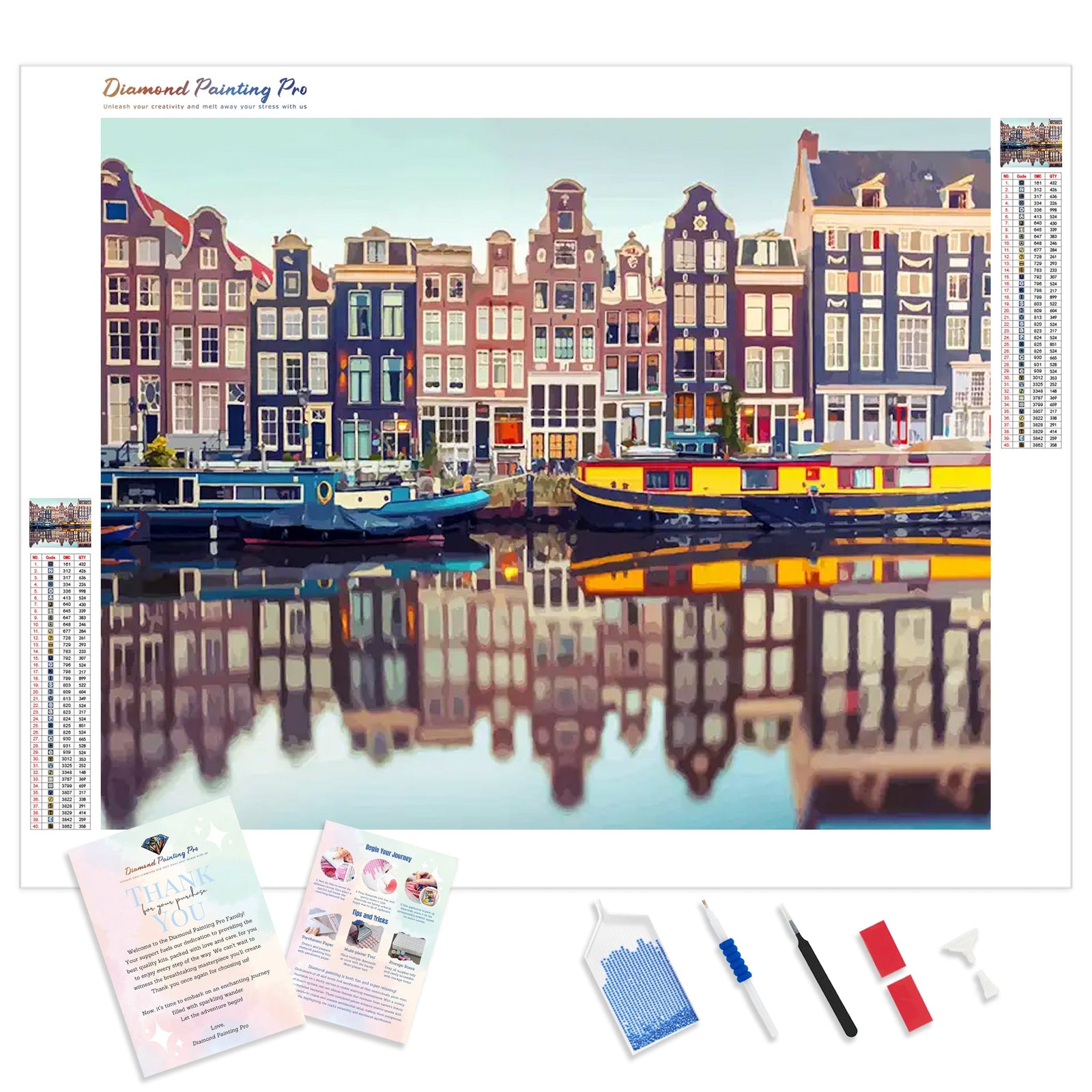 Amsterdam Canal | Diamond Painting Kit - Full Drill - Square or Round Diamonds with AB Drills Option