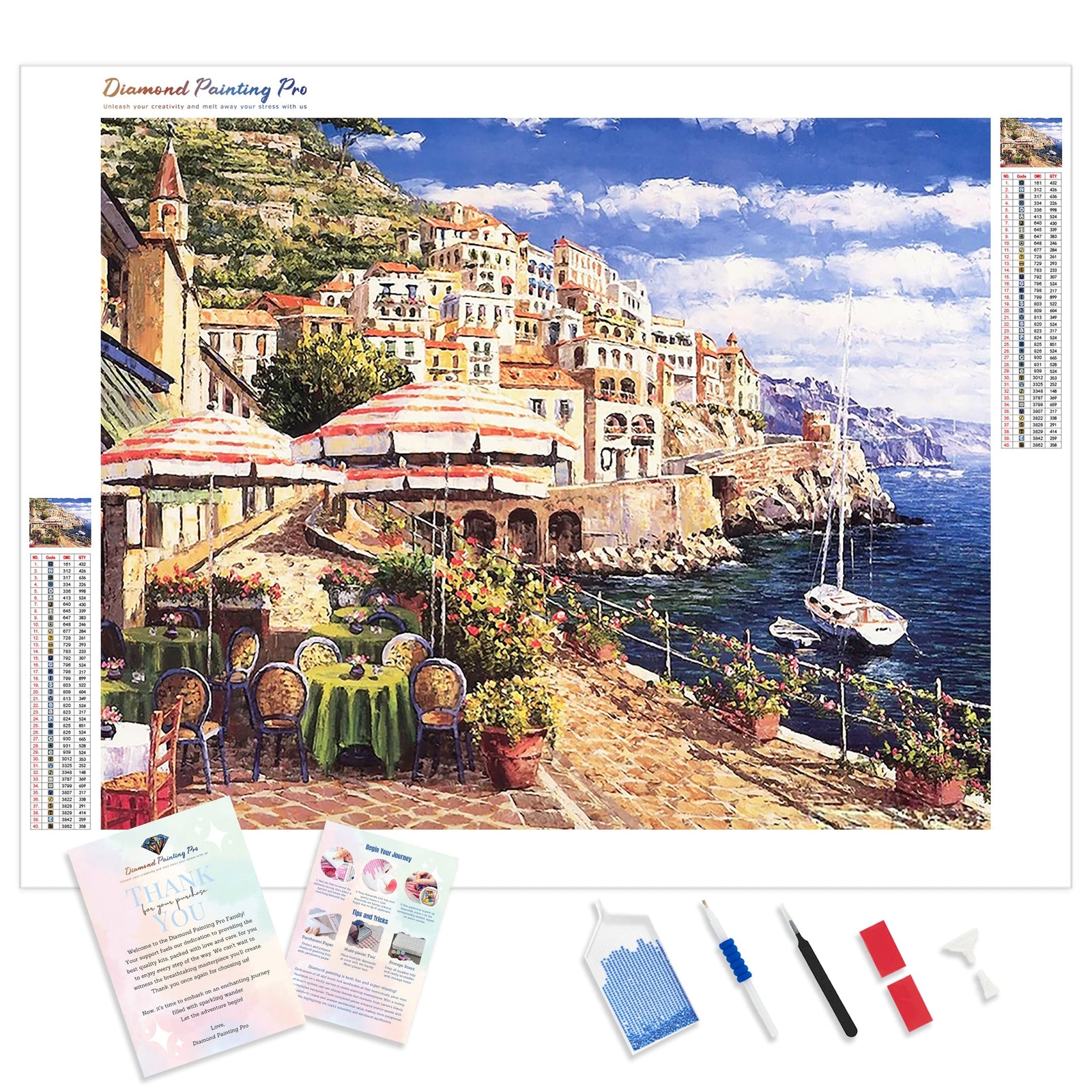 Amalfi Coast, Italy | Diamond Painting Kit - Full Drill - Square or Round Diamonds with AB Drills Option