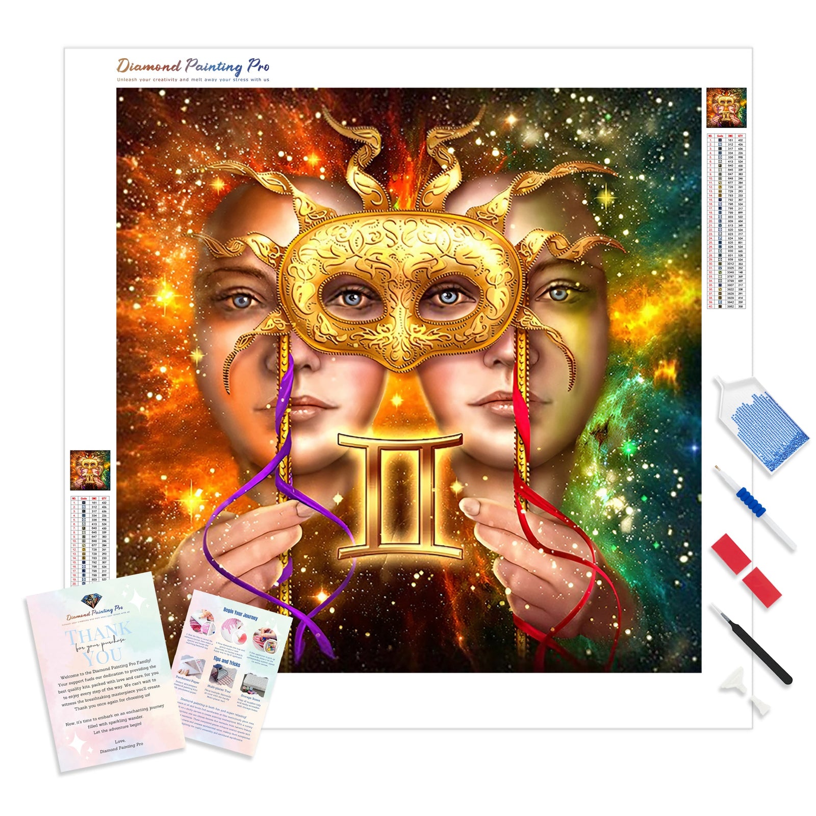 Gemini Constellation | Diamond Painting Kit - Full Drill - Square or Round Diamonds with AB Drills Option