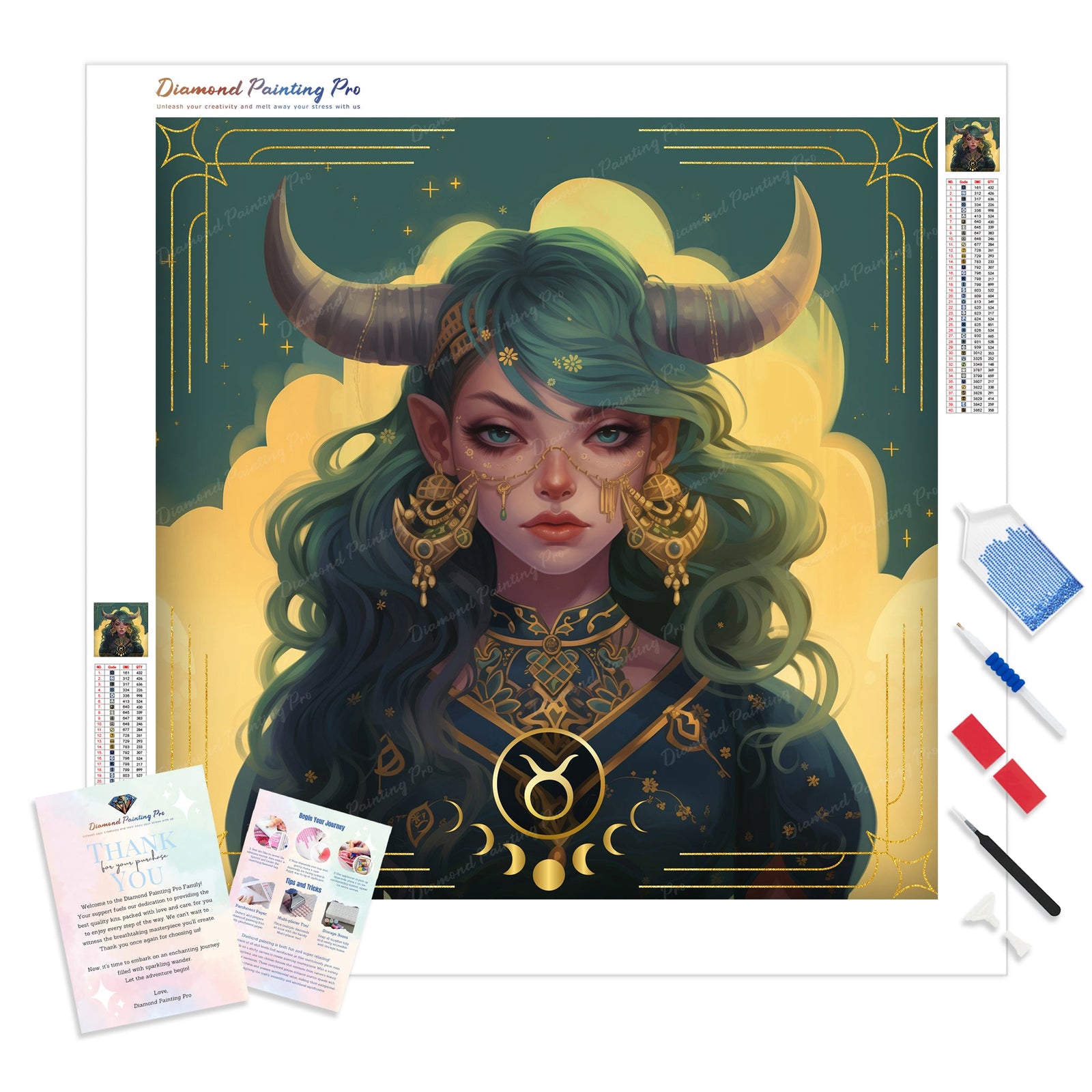 Taurus | Diamond Painting Kit - Full Drill - Square or Round Diamonds with AB Drills Option