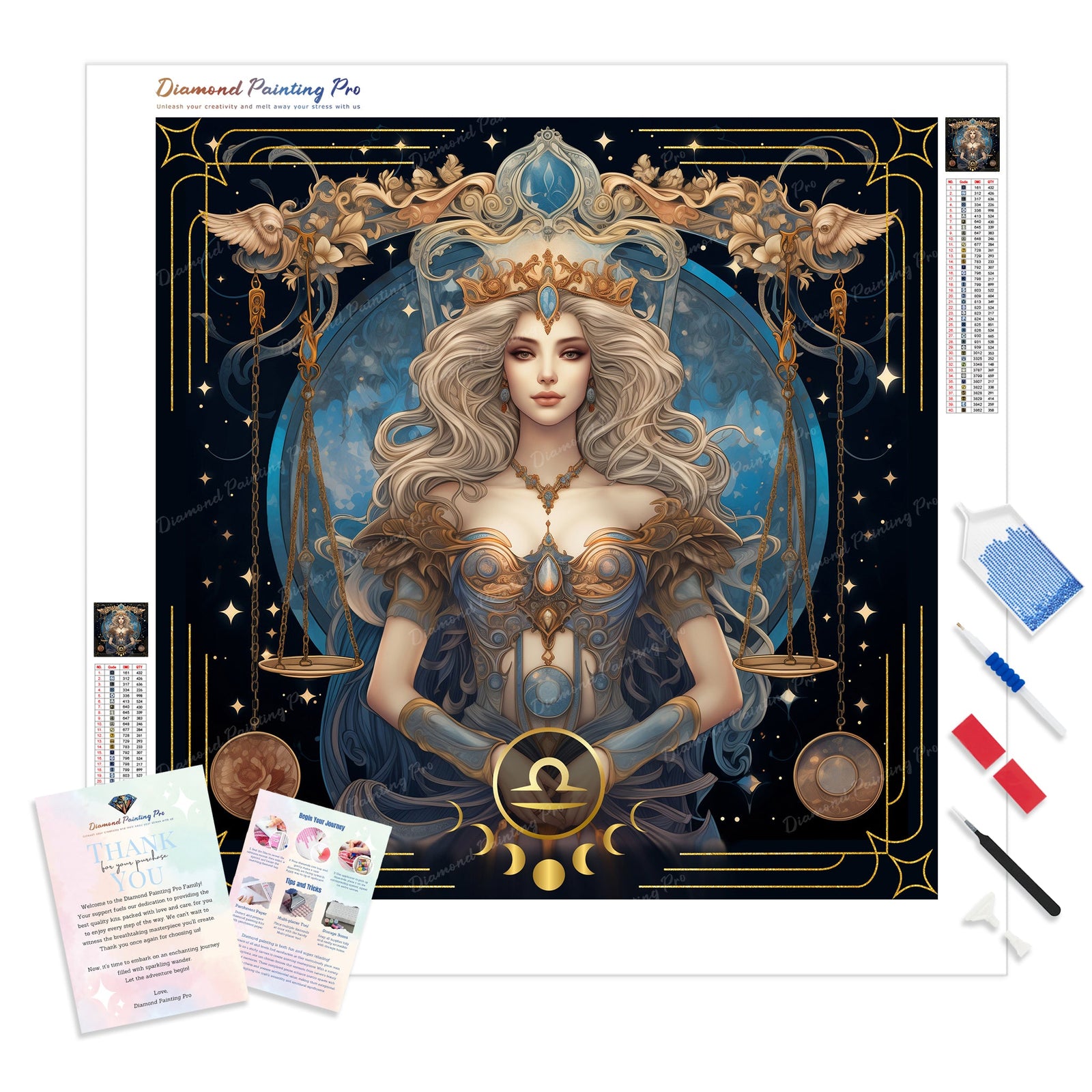 Libra | Diamond Painting Kit - Full Drill - Square or Round Diamonds with AB Drills Option