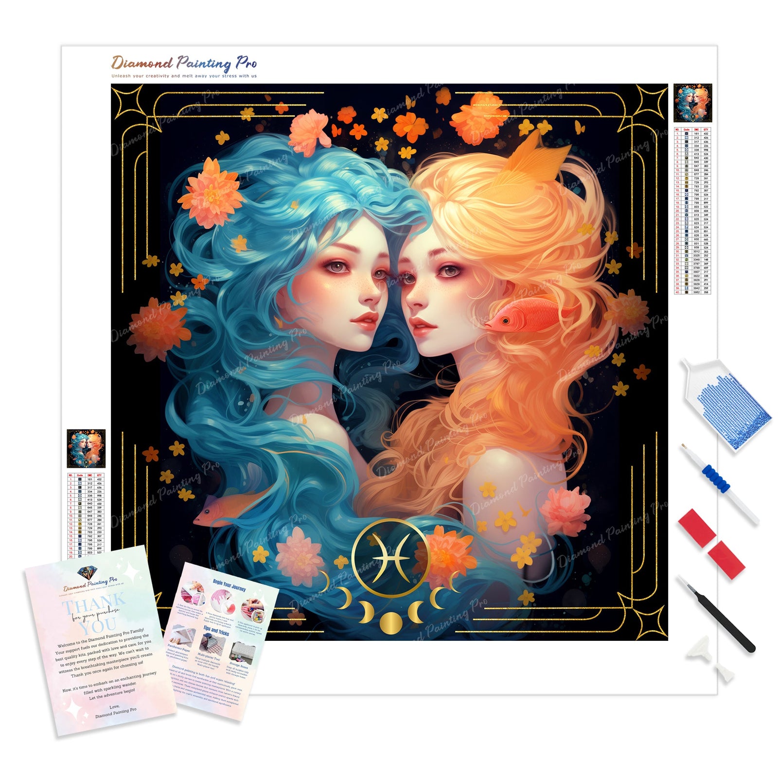 Pisces | Diamond Painting Kit - Full Drill - Square or Round Diamonds with AB Drills Option