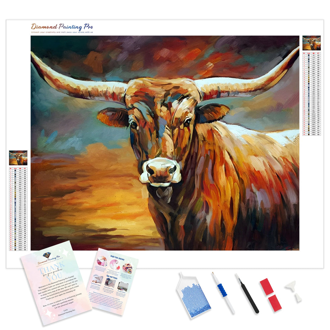 Highland Cattle Sunset | Diamond Painting Kit - Full Drill - Square or Round Diamonds with AB Drills Option