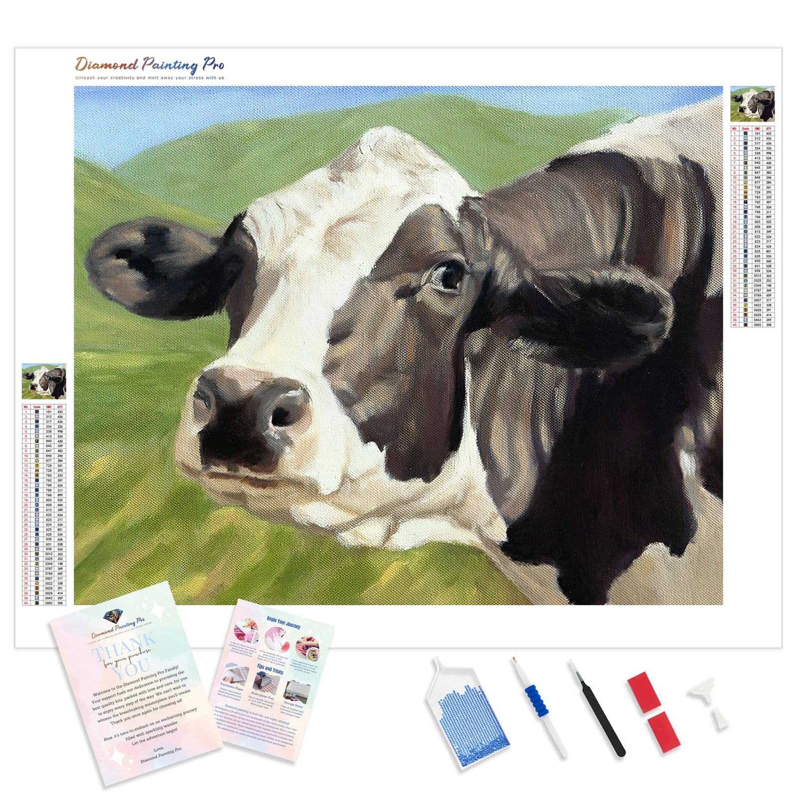 Cow Close-up | Diamond Painting Kit - Full Drill - Square or Round Diamonds with AB Drills Option