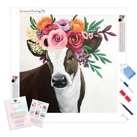 Cow with Flower | Diamond Painting
