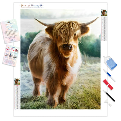 Highland Cattle Portrait | Diamond Painting Kit - Full Drill - Square or Round Diamonds with AB Drills Option