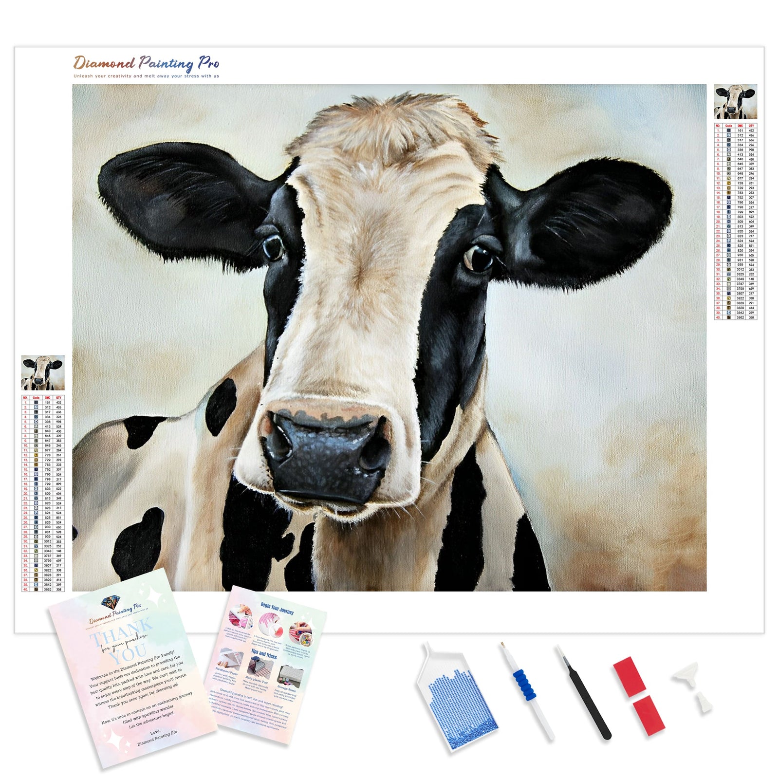 Holstein Cow | Diamond Painting Kit - Full Drill - Square or Round Diamonds with AB Drills Option