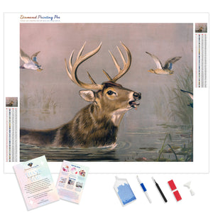 Stag in Water | Diamond Painting