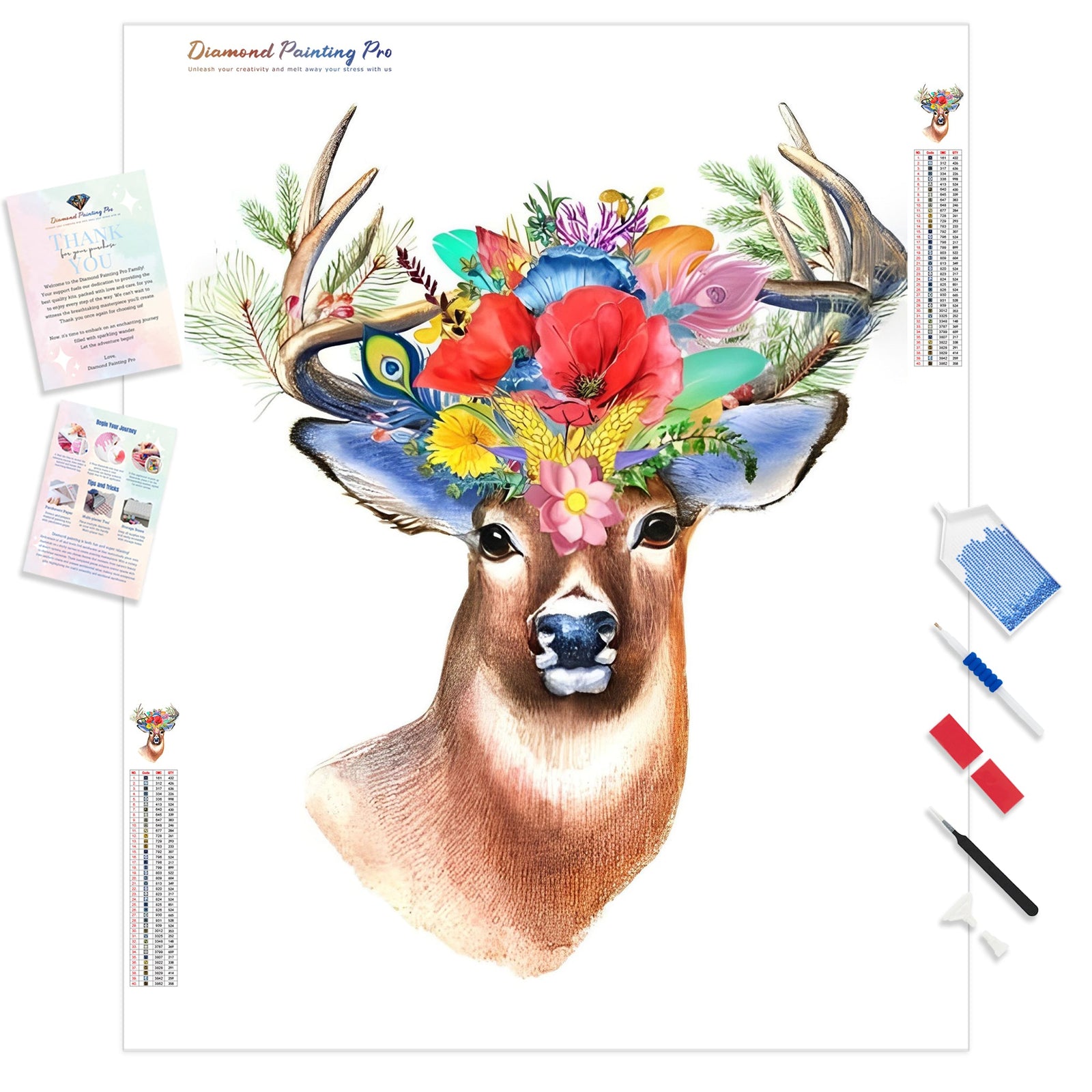 Bohemian Deer | Diamond Painting Kit - Full Drill - Square or Round Diamonds with AB Drills Option