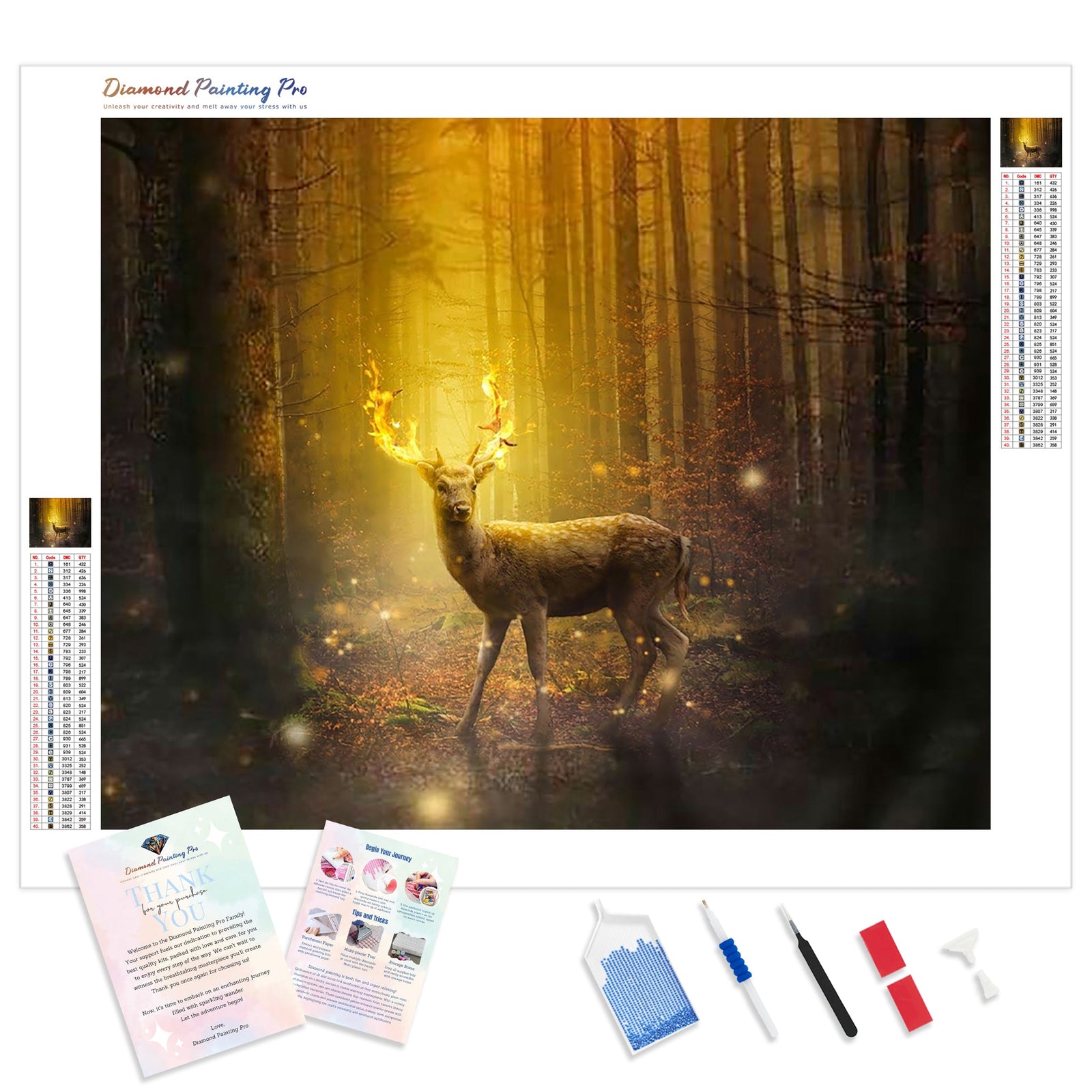 Fire Antlers | Diamond Painting Kit - Full Drill - Square or Round Diamonds with AB Drills Option