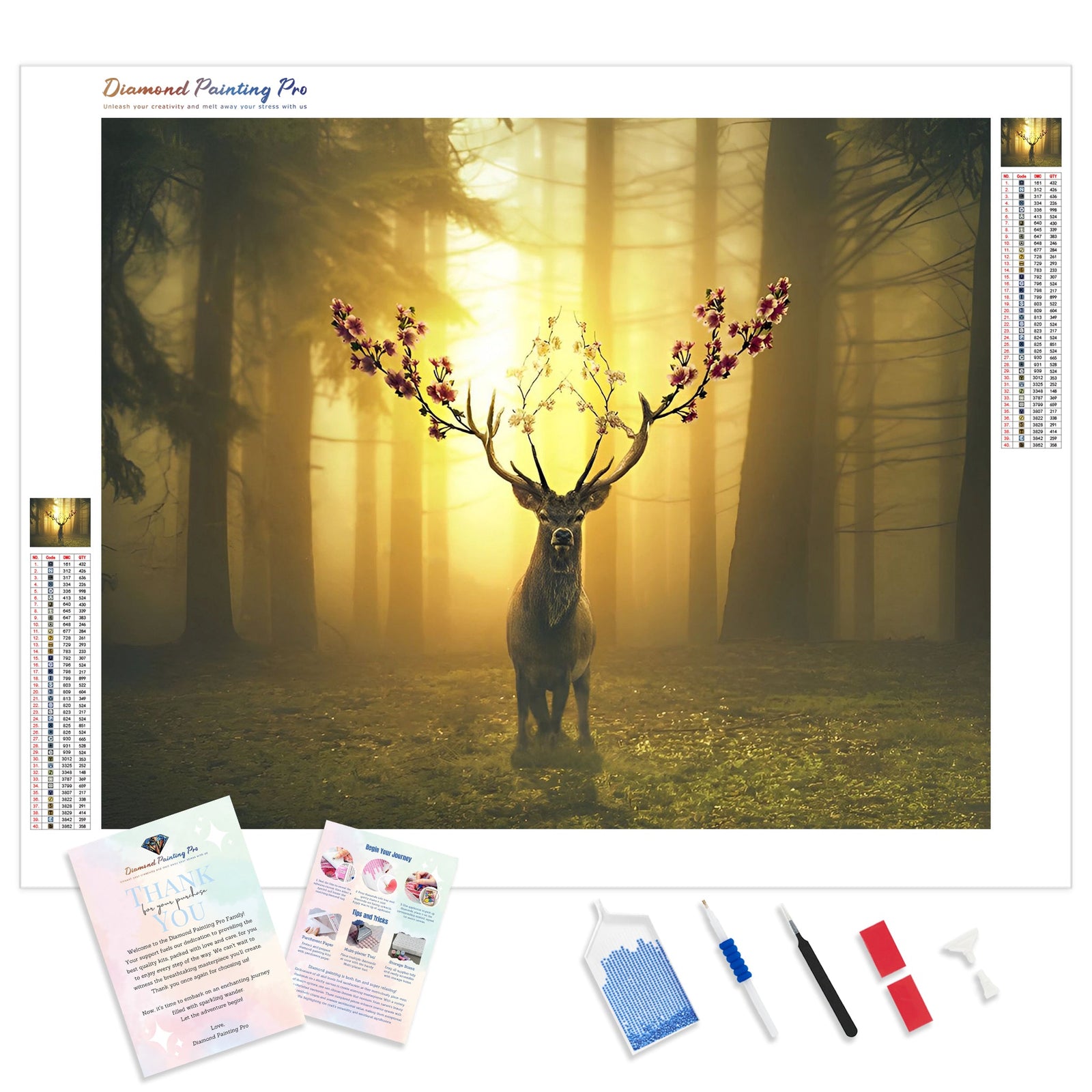 Antlers blooming | Diamond Painting Kit - Full Drill - Square or Round Diamonds with AB Drills Option