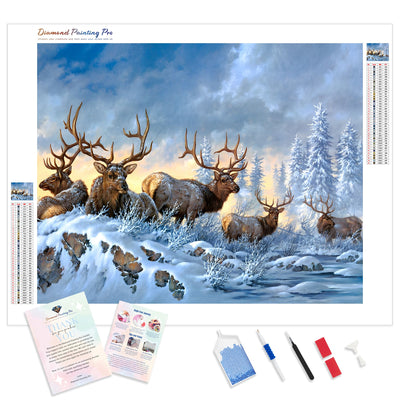 Snow Deer | Diamond Painting Kit - Full Drill - Square or Round Diamonds with AB Drills Option