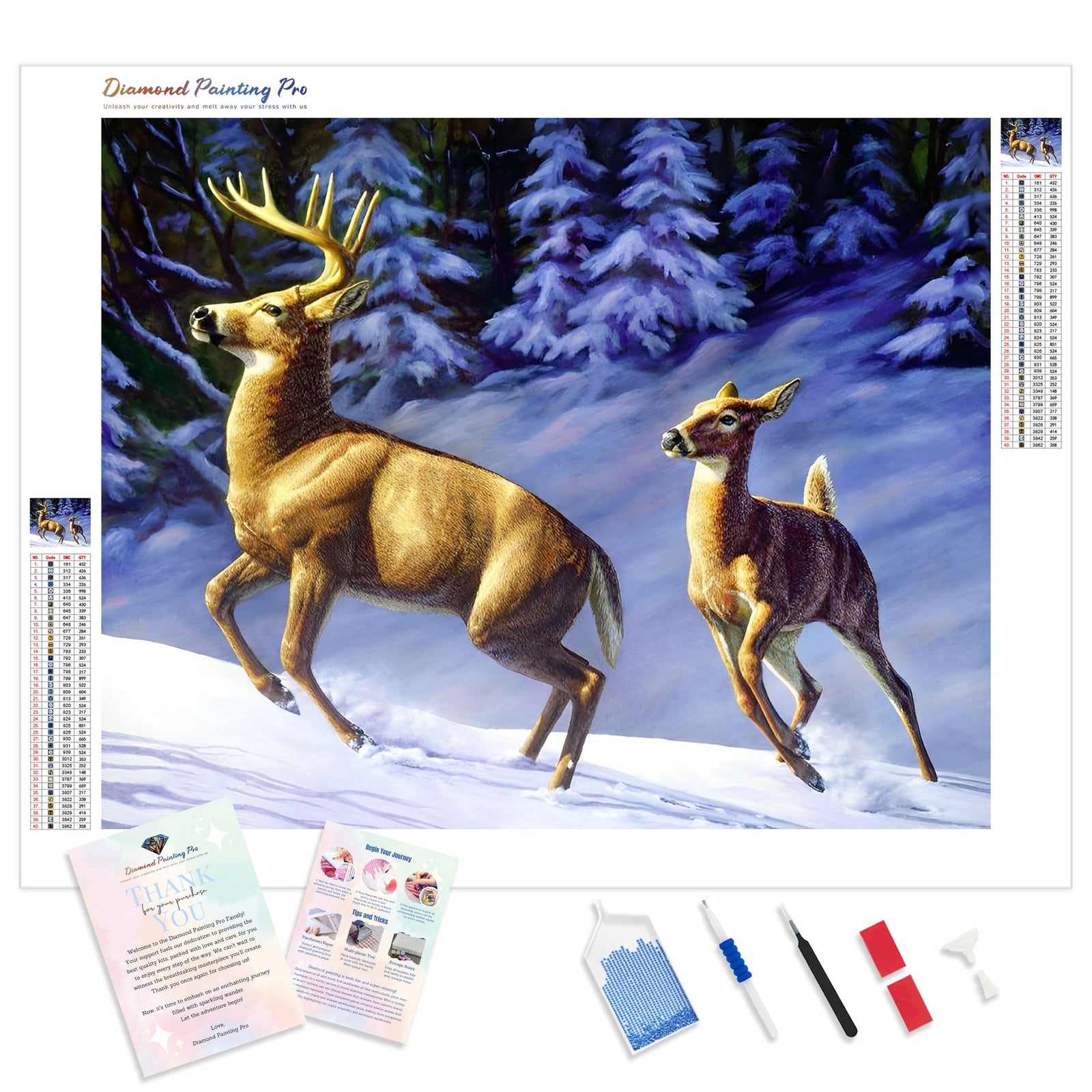 Running Deer | Diamond Painting Kit - Full Drill - Square or Round Diamonds with AB Drills Option