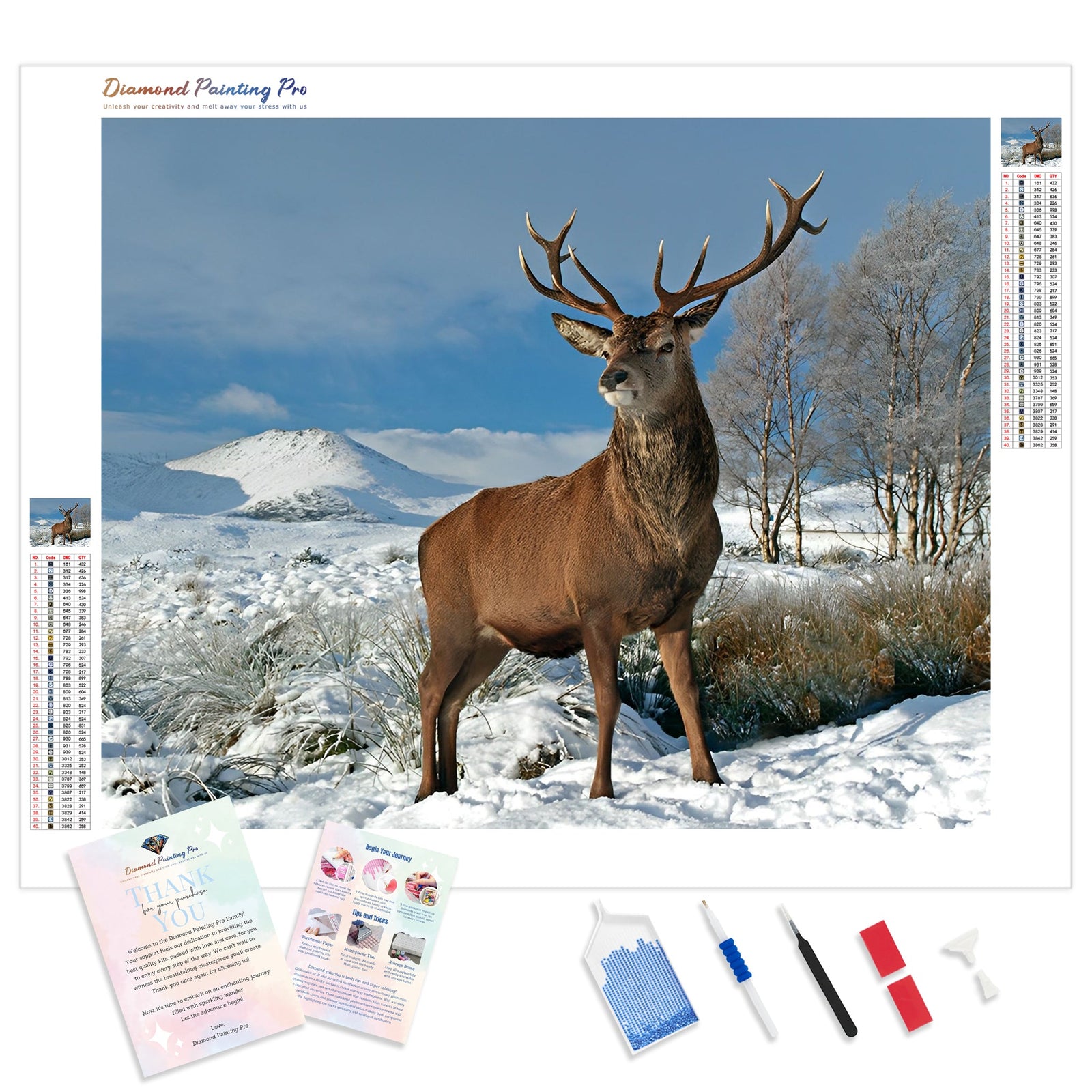 Deer Snow | Diamond Painting Kit - Full Drill - Square or Round Diamonds with AB Drills Option