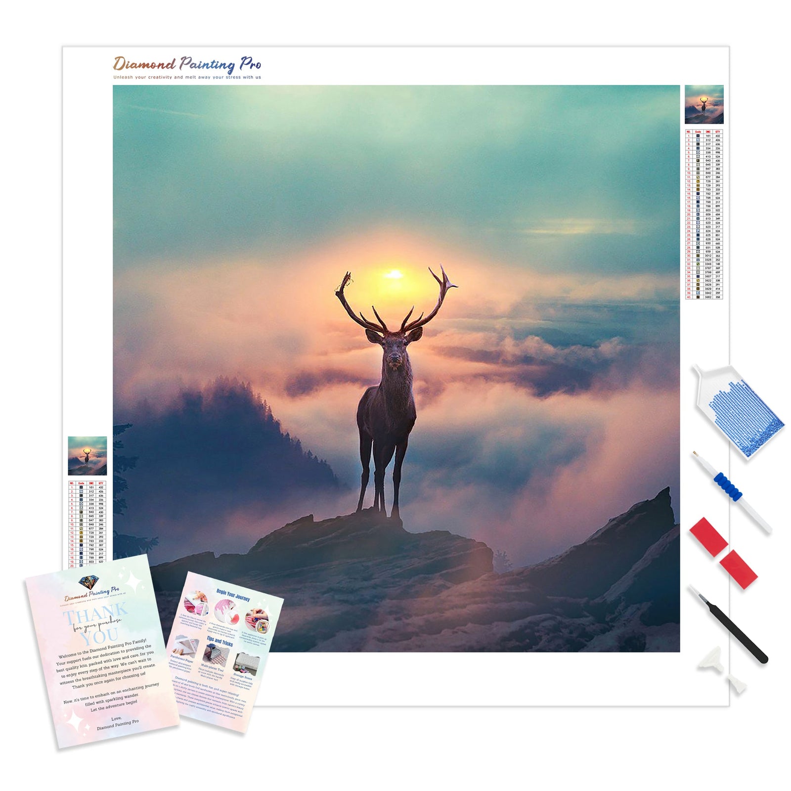 Deer Sunrise | Diamond Painting Kit - Full Drill - Square or Round Diamonds with AB Drills Option