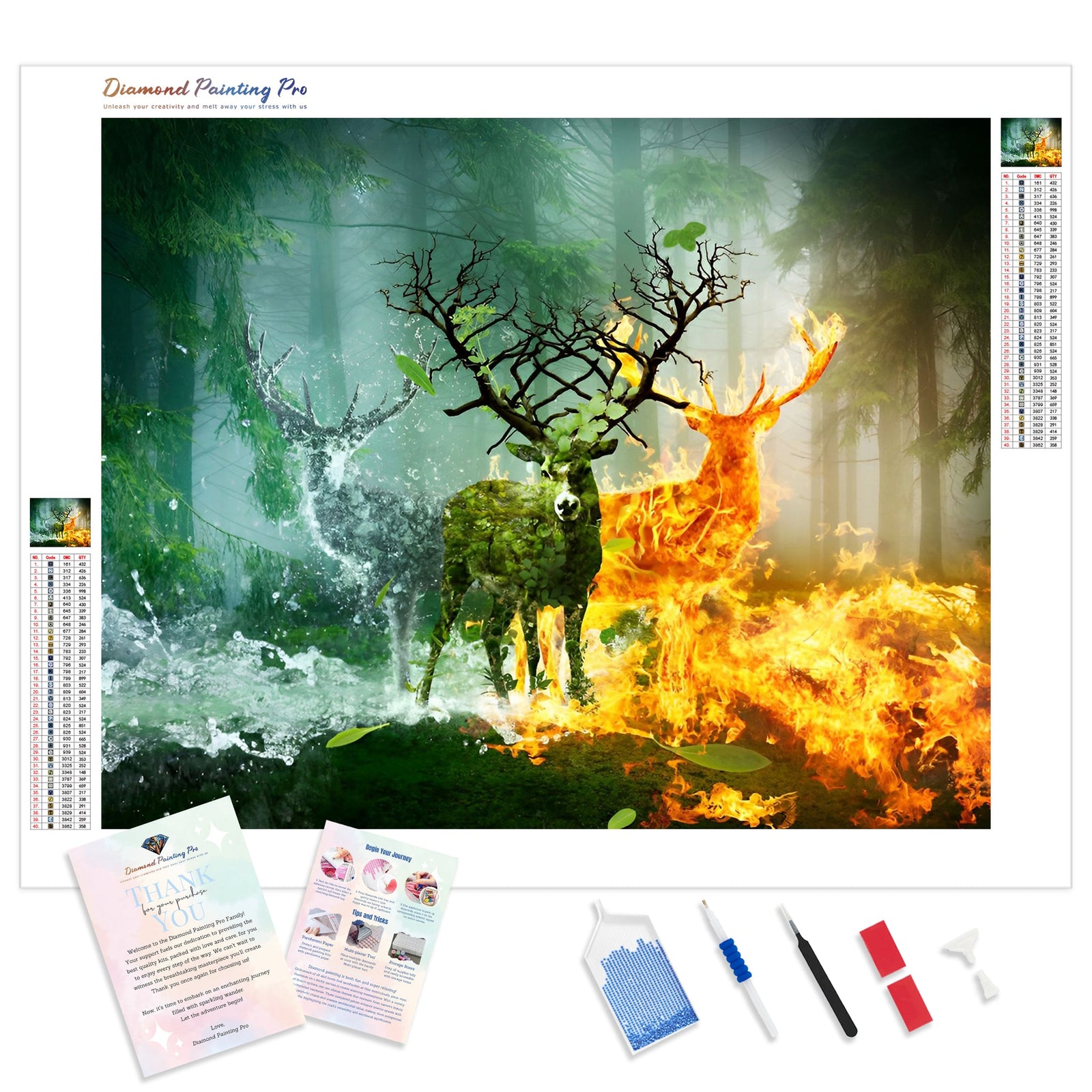 Elemental Deer | Diamond Painting Kit - Full Drill - Square or Round Diamonds with AB Drills Option