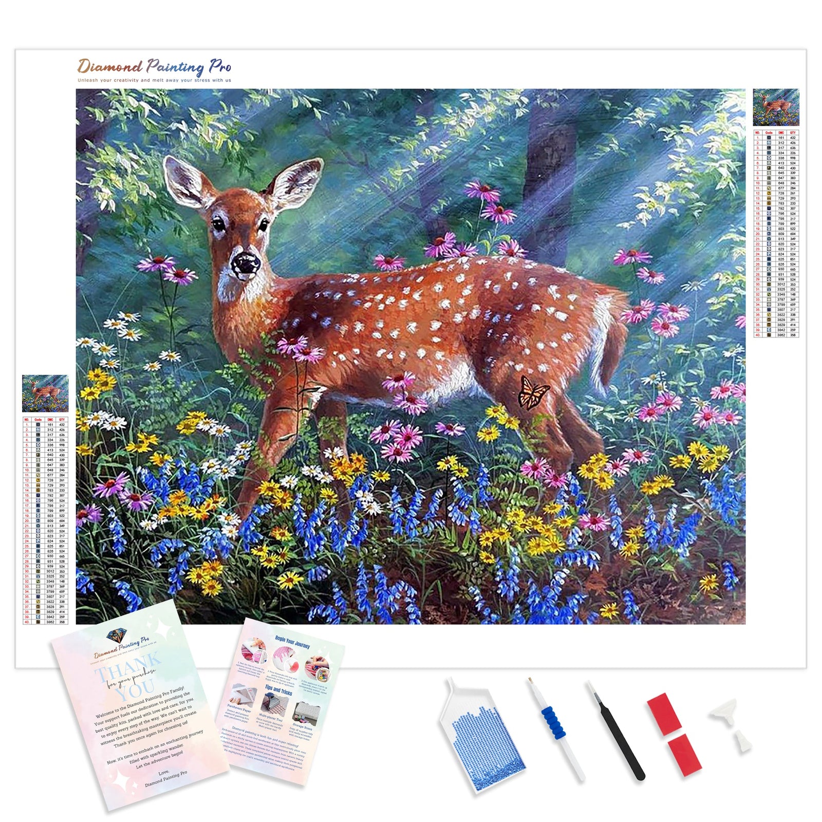 Deer in Forest | Diamond Painting Kit - Full Drill - Square or Round Diamonds with AB Drills Option