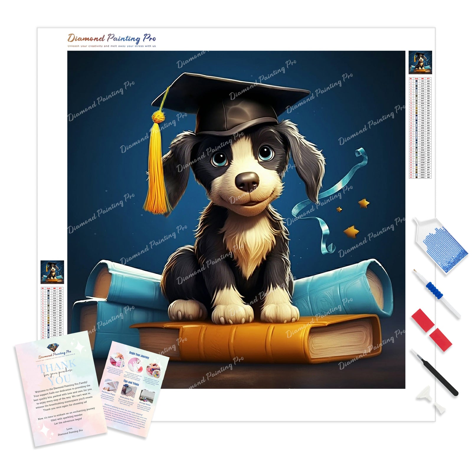 Graduation with Paw-ficiency | Diamond Painting Kit - Full Drill - Square or Round Diamonds with AB Drills Option