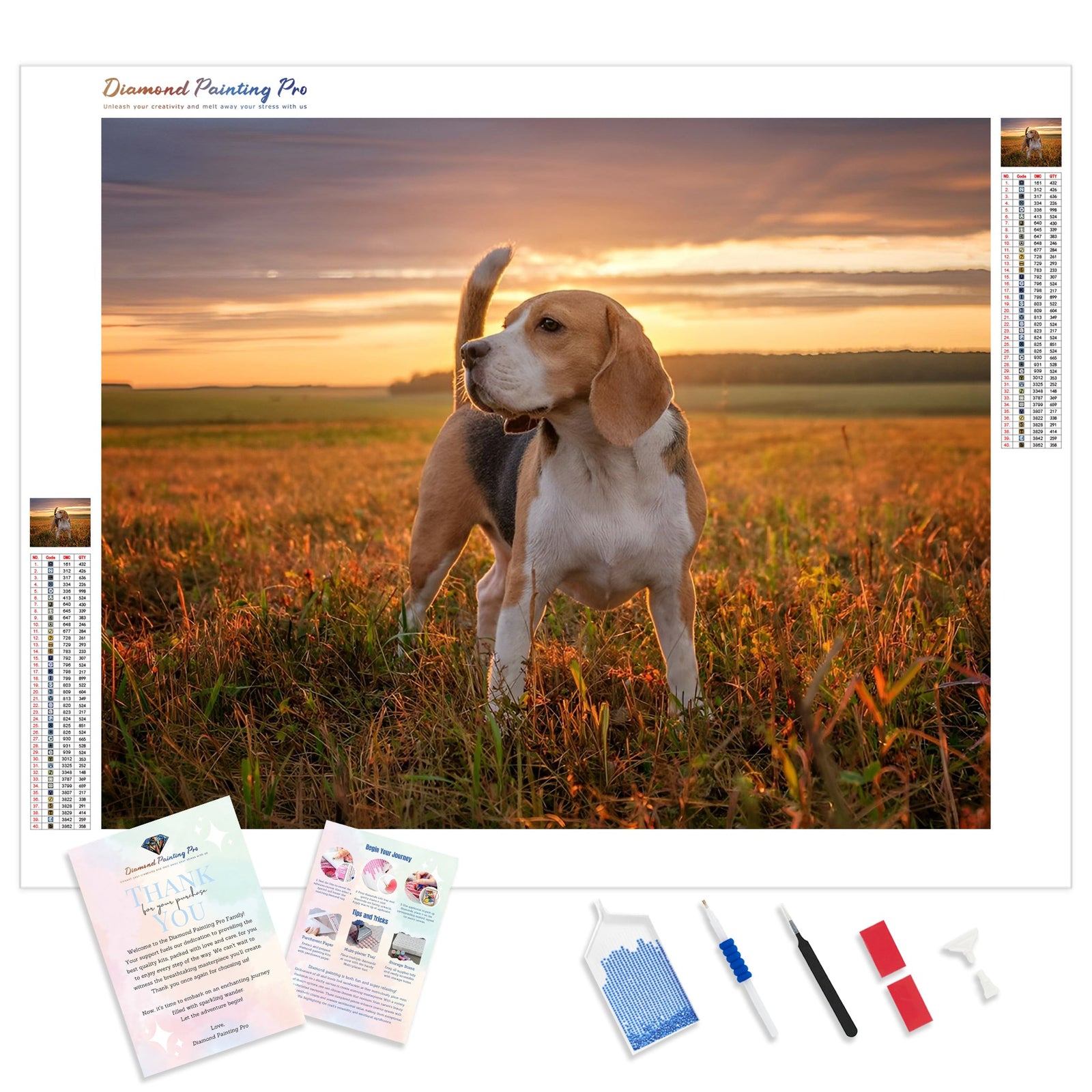 Beagle Dog | Diamond Painting Kit - Full Drill - Square or Round Diamonds with AB Drills Option