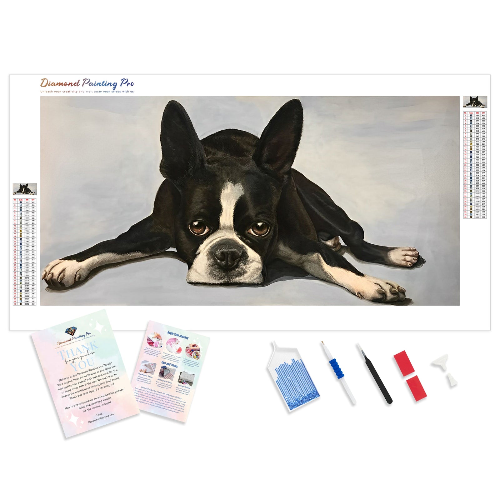 Boston Terrier | Diamond Painting Kit - Full Drill - Square or Round Diamonds with AB Drills Option