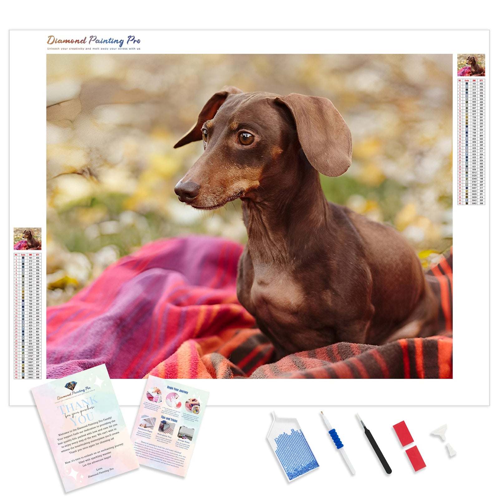 Brown Dachshund | Diamond Painting Kit - Full Drill - Square or Round Diamonds with AB Drills Option