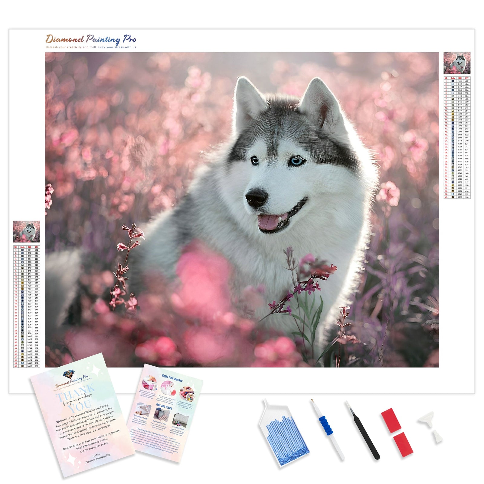 Cute Dog Husky | Diamond Painting Kit - Full Drill - Square or Round Diamonds with AB Drills Option