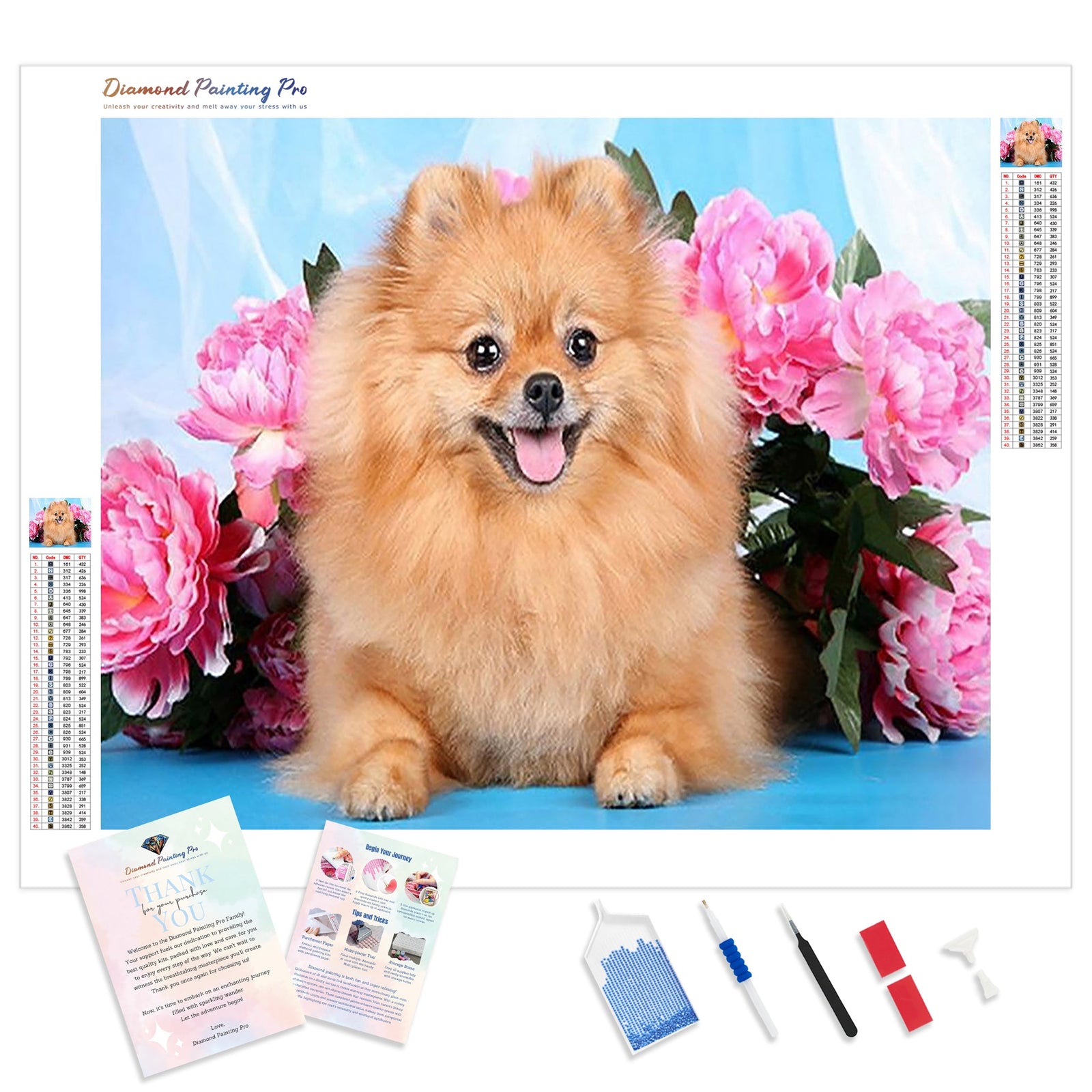 Cute Pomeranian Dog | Diamond Painting Kit - Full Drill - Square or Round Diamonds with AB Drills Option