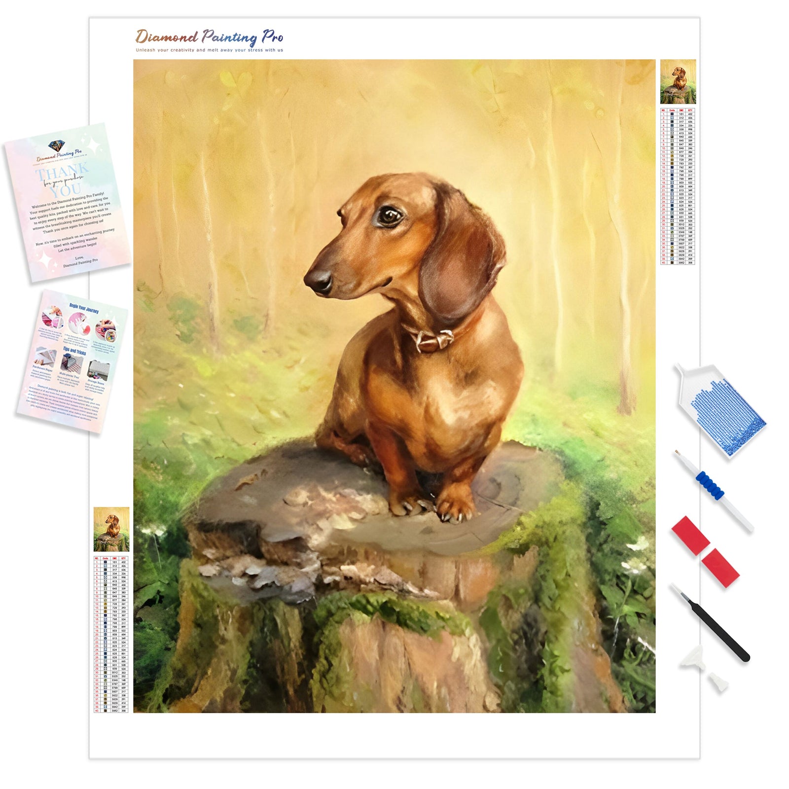 Dachshund Dog | Diamond Painting Kit - Full Drill - Square or Round Diamonds with AB Drills Option