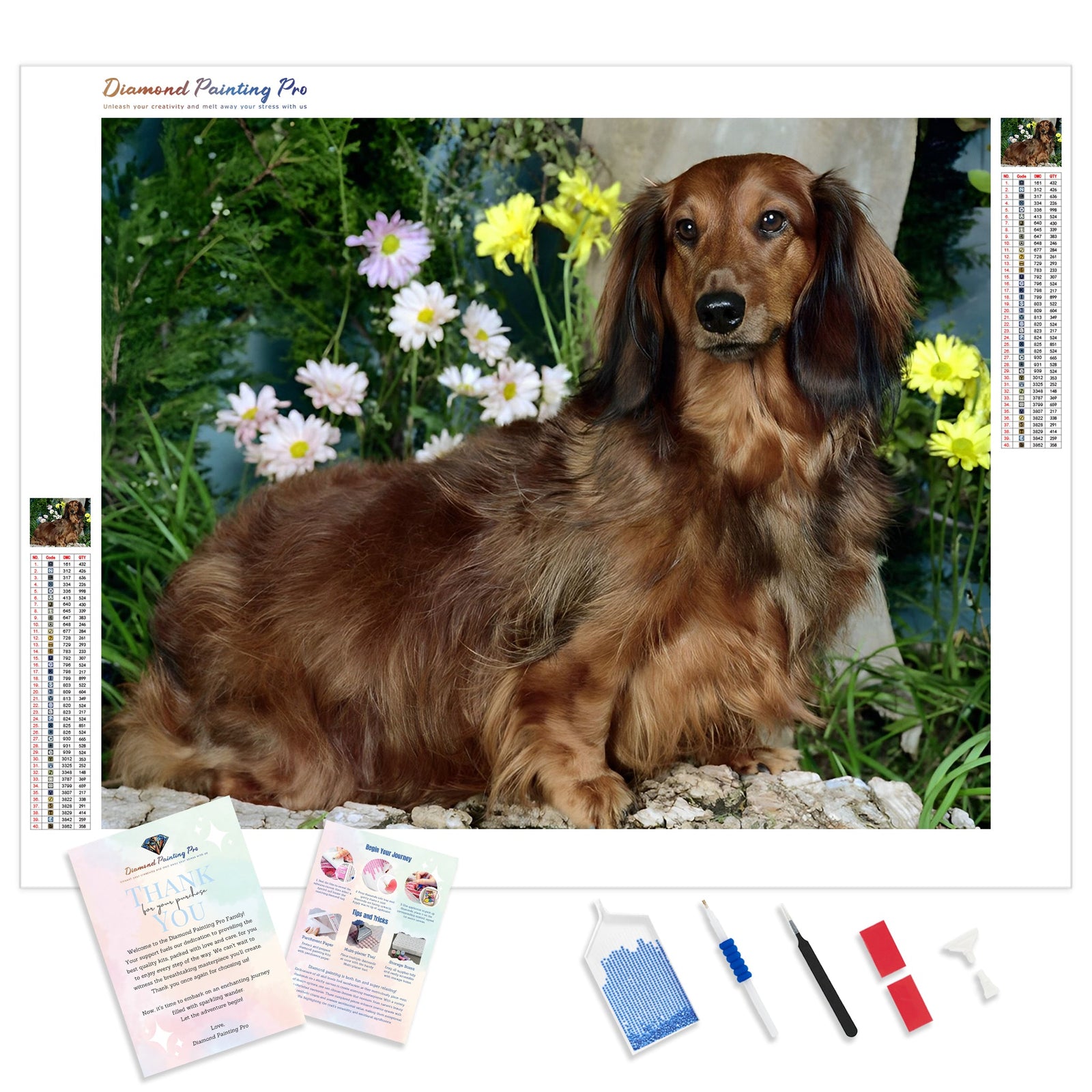 Dachshund Long Hair | Diamond Painting Kit - Full Drill - Square or Round Diamonds with AB Drills Option