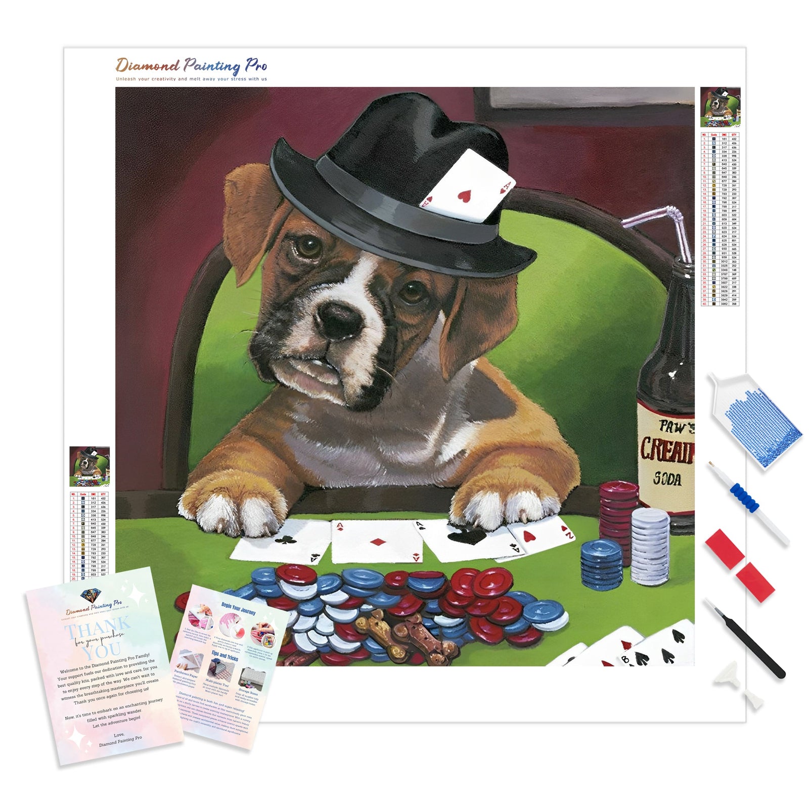 Dog Poker | Diamond Painting Kit - Full Drill - Square or Round Diamonds with AB Drills Option