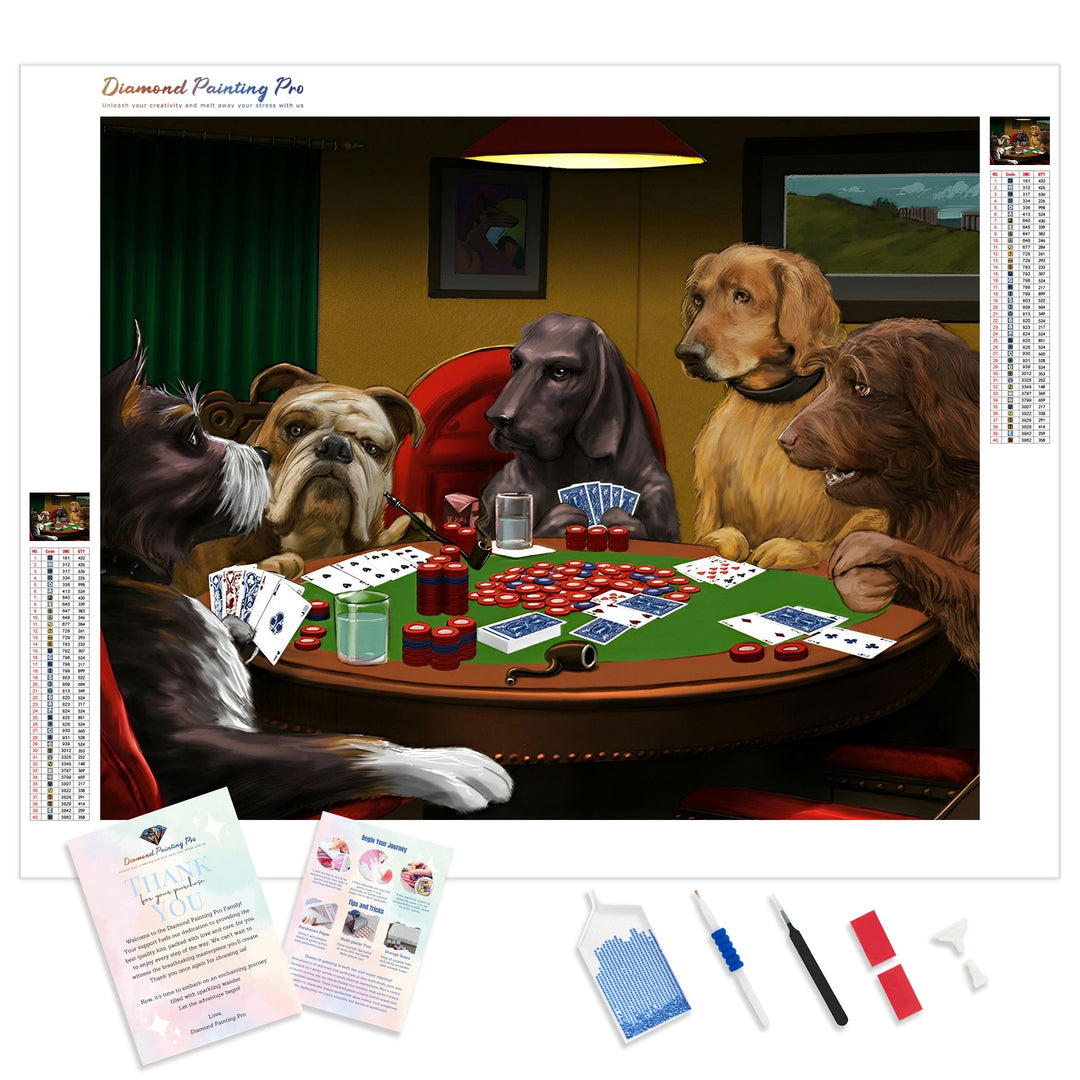 Dogs Poker Night | Diamond Painting Kit - Full Drill - Square or Round Diamonds with AB Drills Option