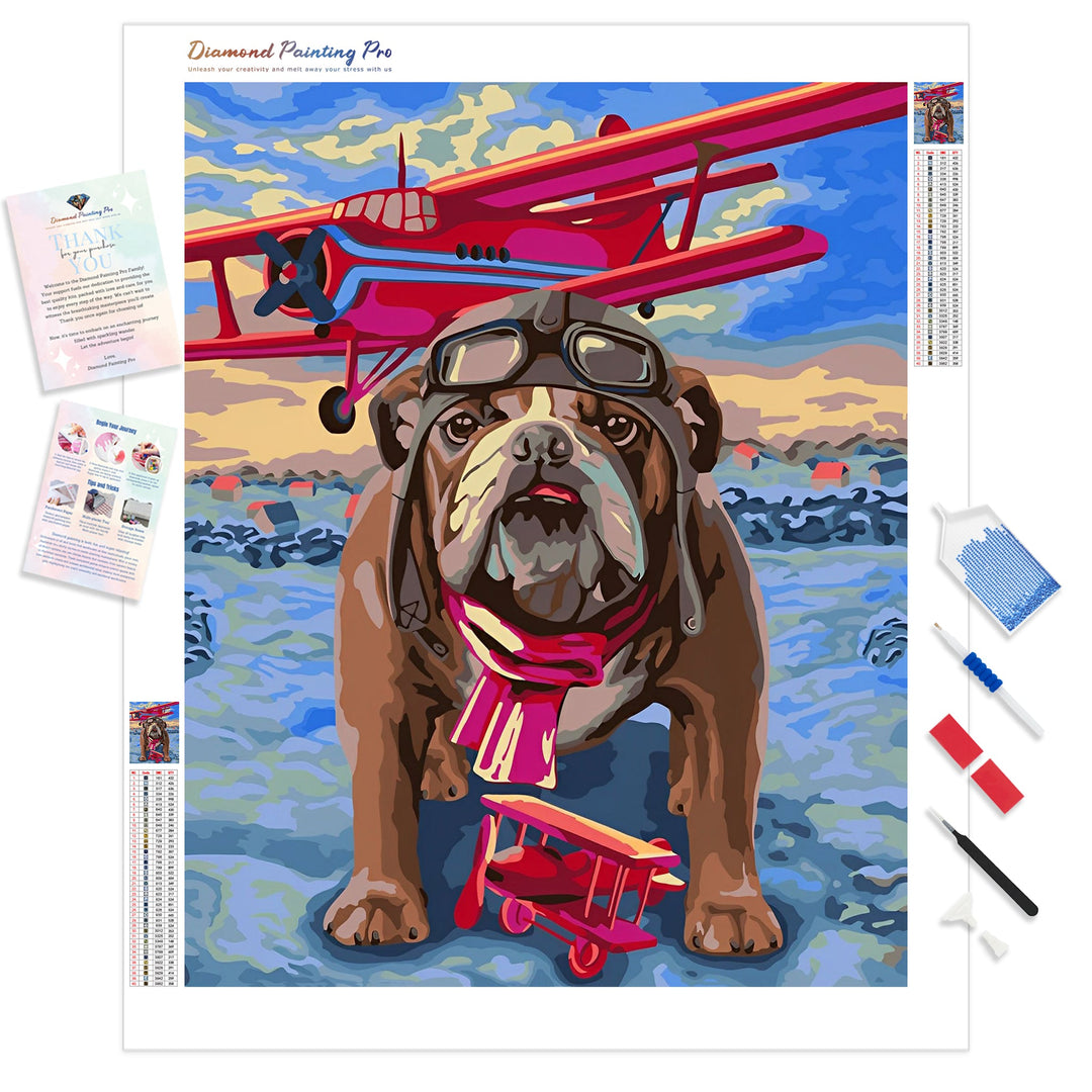 Pilot Dog | Diamond Painting Kit - Full Drill - Square or Round Diamonds with AB Drills Option