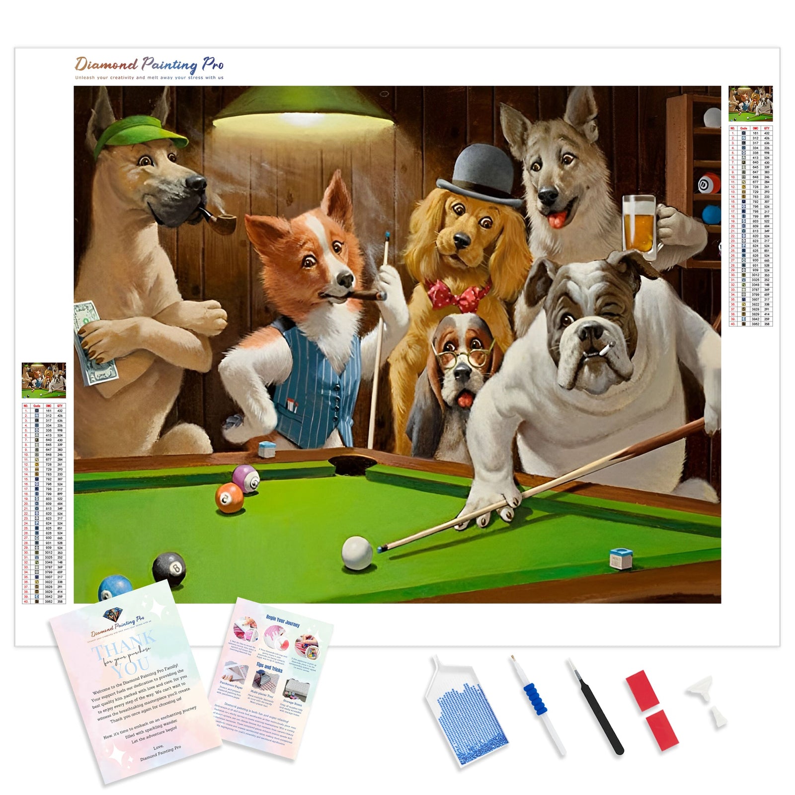 The Dog and Billiards | Diamond Painting Kit - Full Drill - Square or Round Diamonds with AB Drills Option