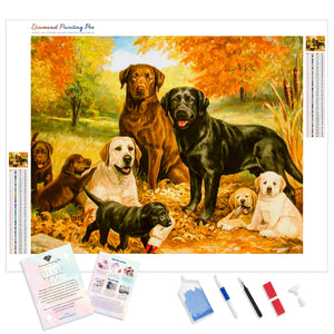 Yellow Autumn Dogs | Diamond Painting