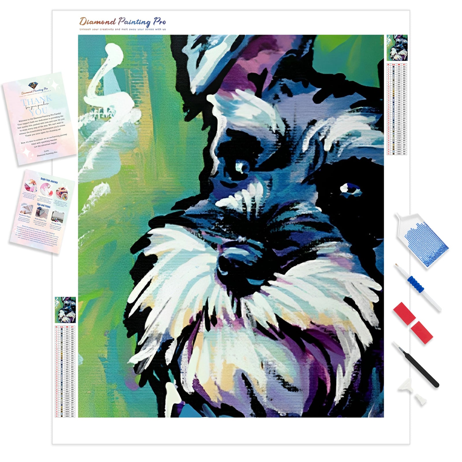 Graffiti Dog Schnauzer | Diamond Painting Kit - Full Drill - Square or Round Diamonds with AB Drills Option