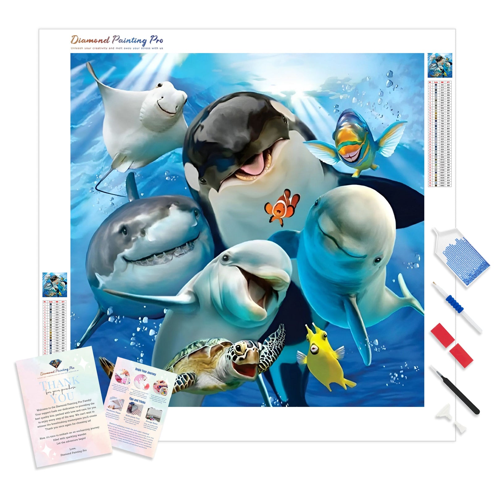 Cute Dolphins | Diamond Painting Kit - Full Drill - Square or Round Diamonds with AB Drills Option