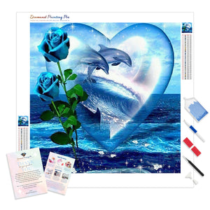 Dolphin Love Rose | Diamond Painting