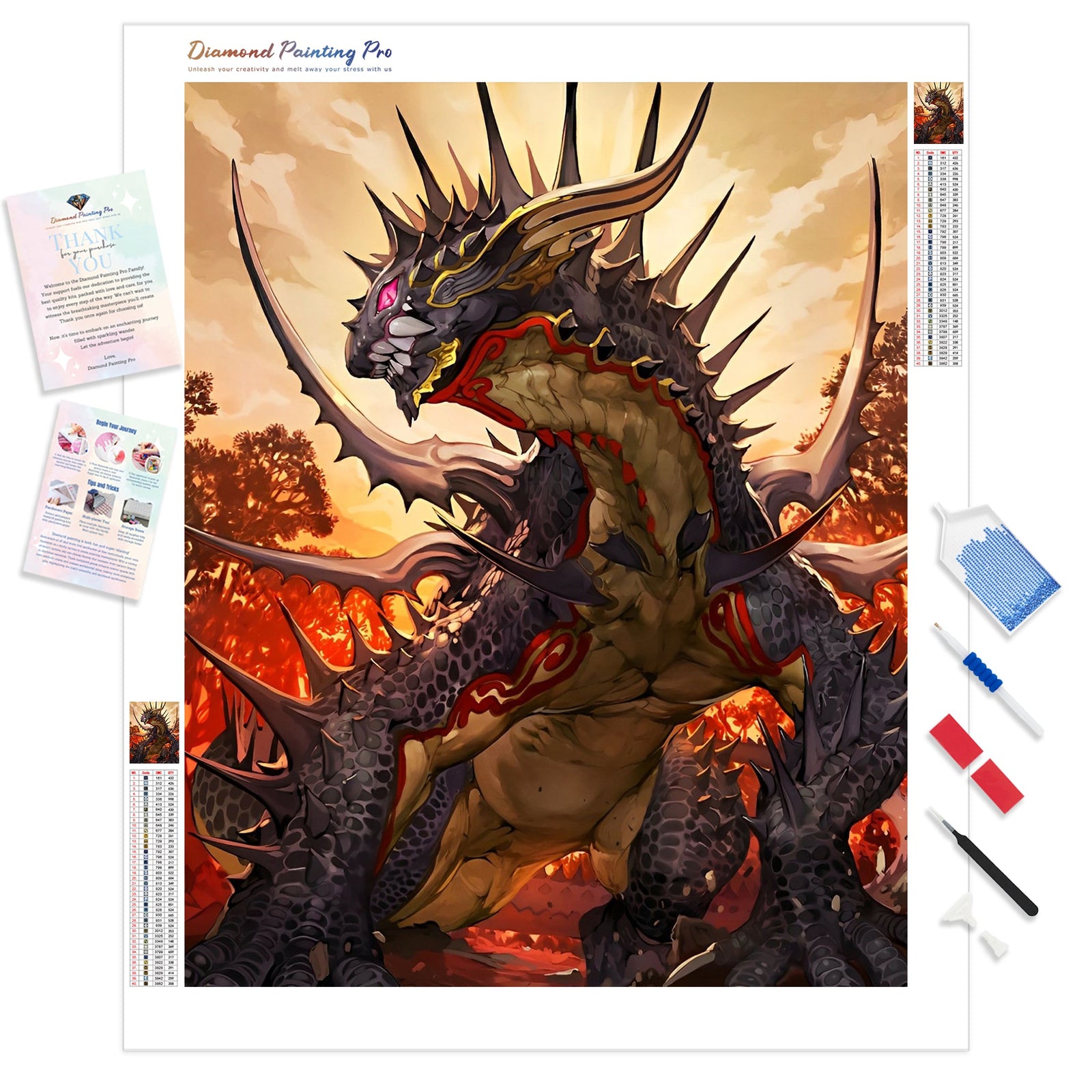 Bahamut Dragon | Diamond Painting Kit - Full Drill - Square or Round Diamonds with AB Drills Option