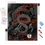 Black Chinese Dragon | Diamond Painting Kit - Full Drill - Square or Round Diamonds with AB Drills Option