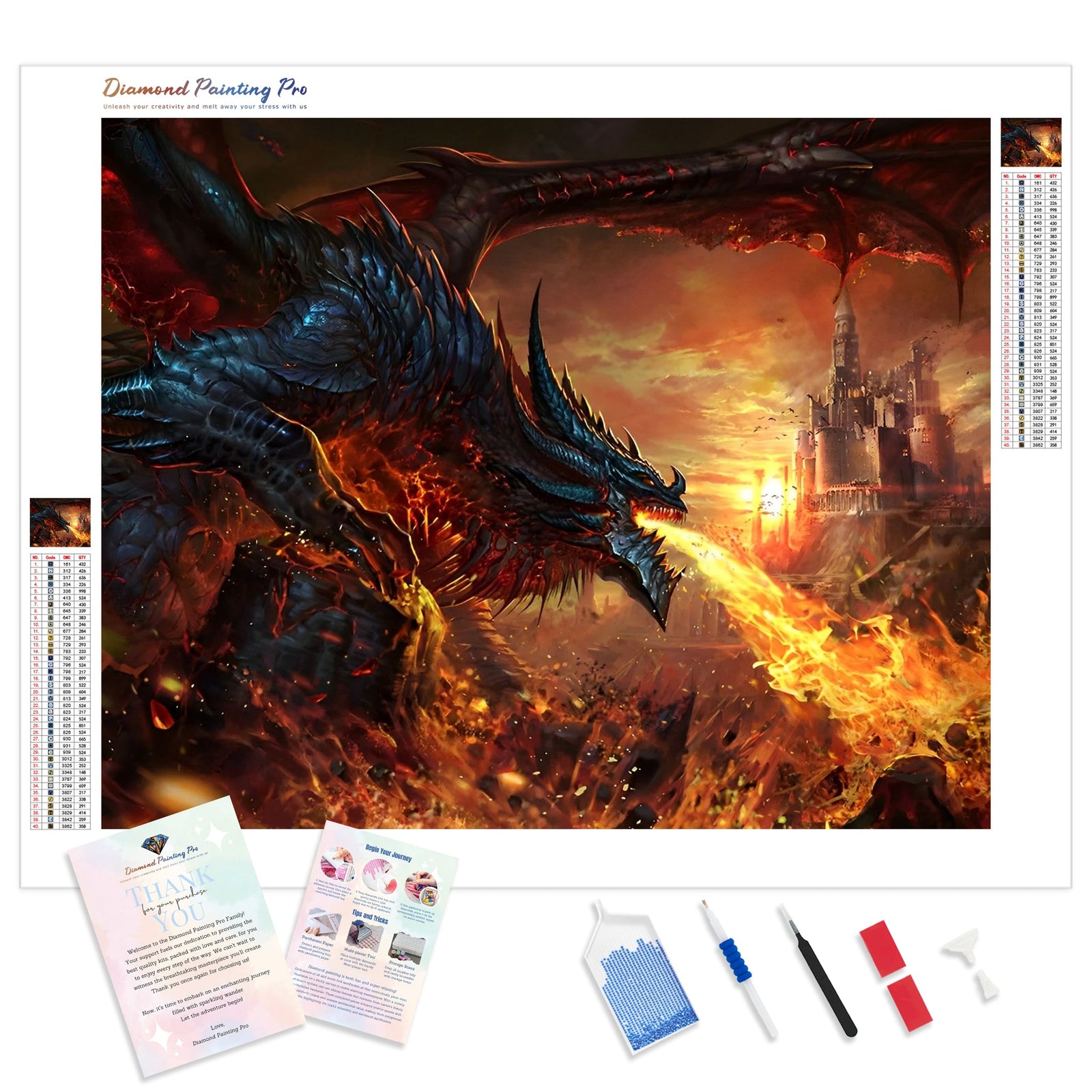 Epic Dragon | Diamond Painting Kit - Full Drill - Square or Round Diamonds with AB Drills Option