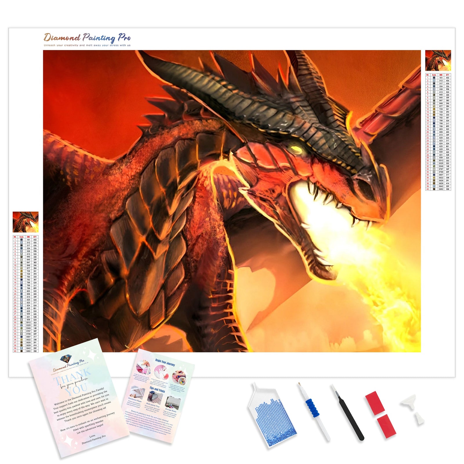 Fire Dragon King | Diamond Painting Kit - Full Drill - Square or Round Diamonds with AB Drills Option