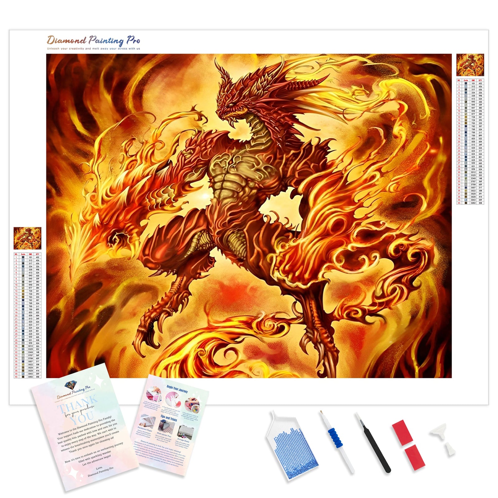 Flaming Dragon | Diamond Painting Kit - Full Drill - Square or Round Diamonds with AB Drills Option