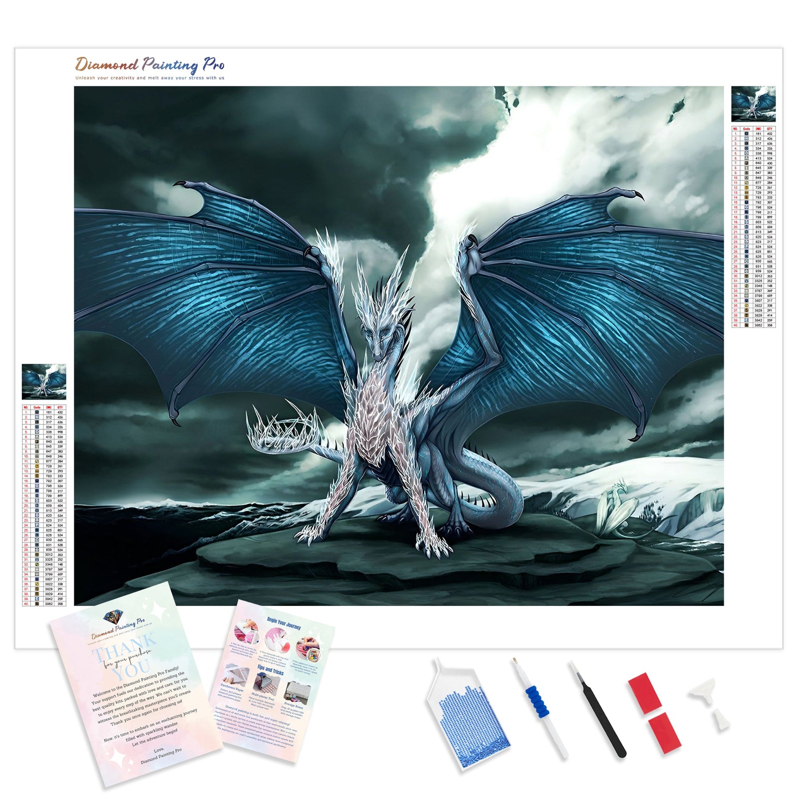 Large Dragon | Diamond Painting Kit - Full Drill - Square or Round Diamonds with AB Drills Option