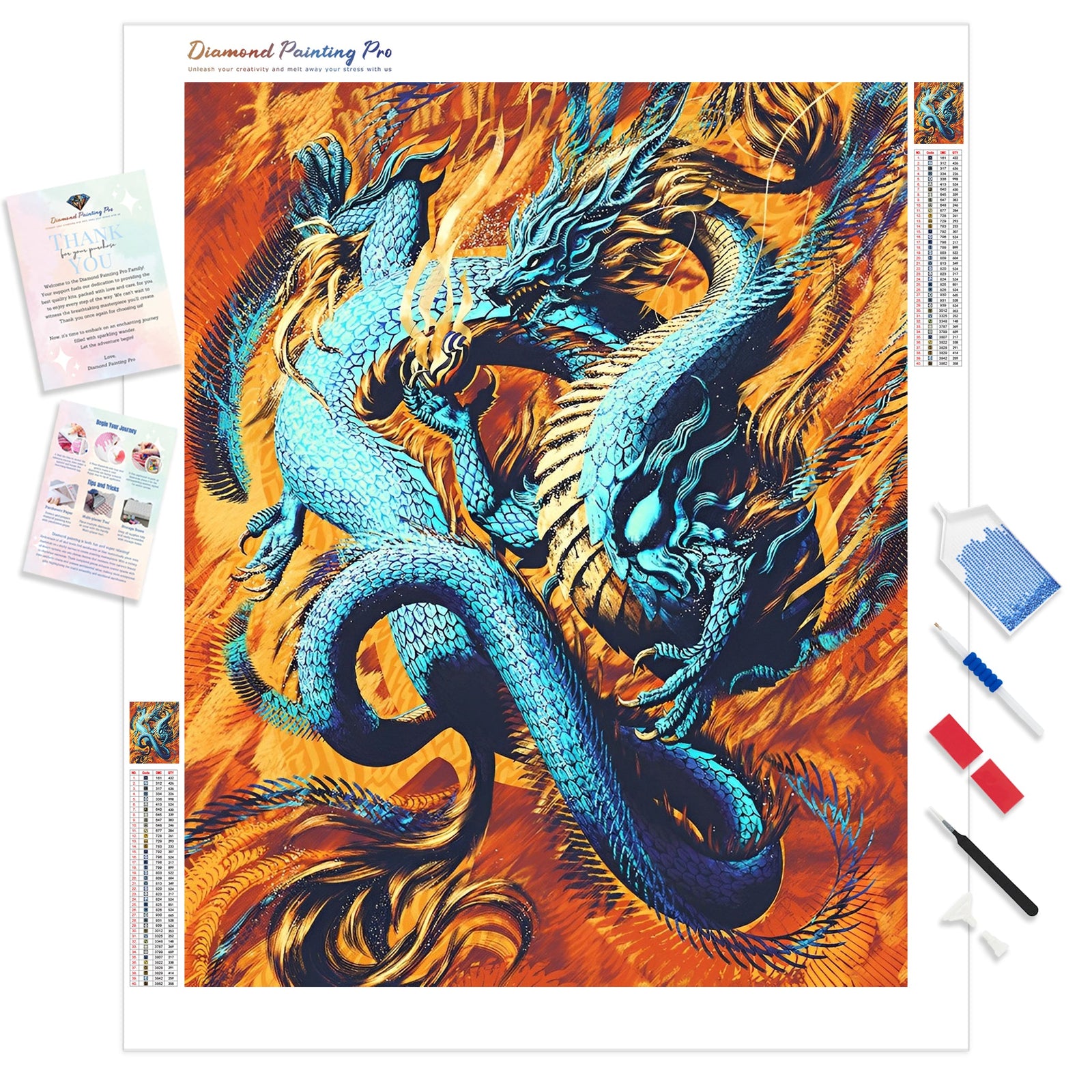 Oriental Dragon | Diamond Painting Kit - Full Drill - Square or Round Diamonds with AB Drills Option