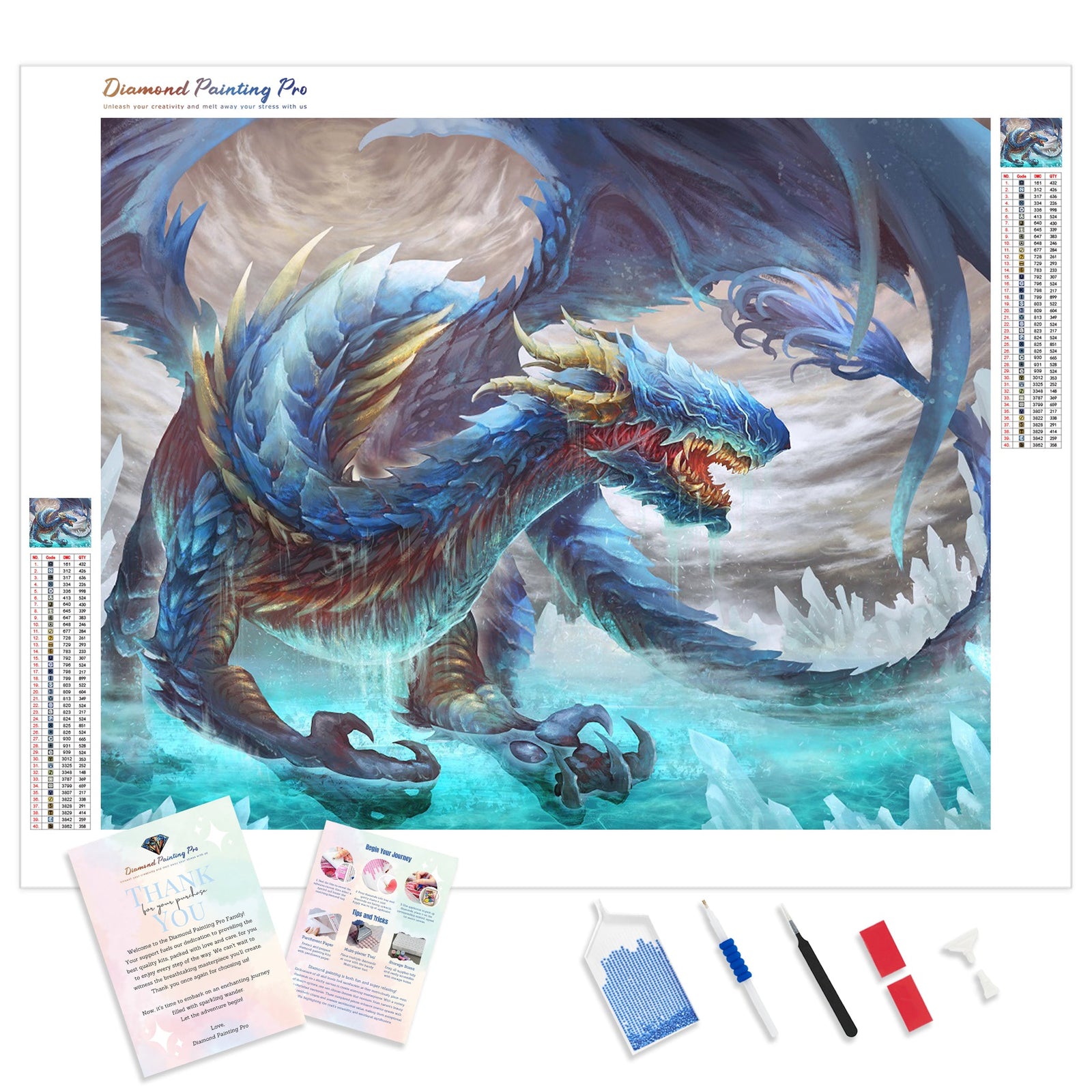 Water Dragon | Diamond Painting Kit - Full Drill - Square or Round Diamonds with AB Drills Option