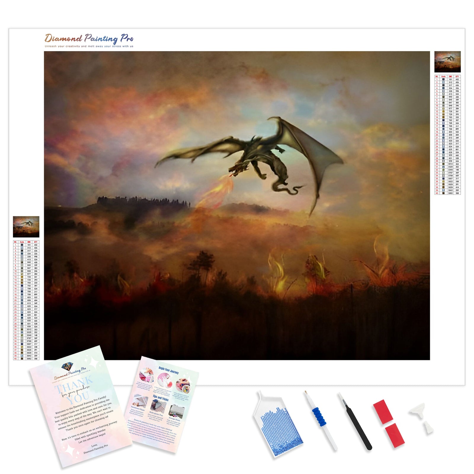 Dracarys | Diamond Painting Kit - Full Drill - Square or Round Diamonds with AB Drills Option