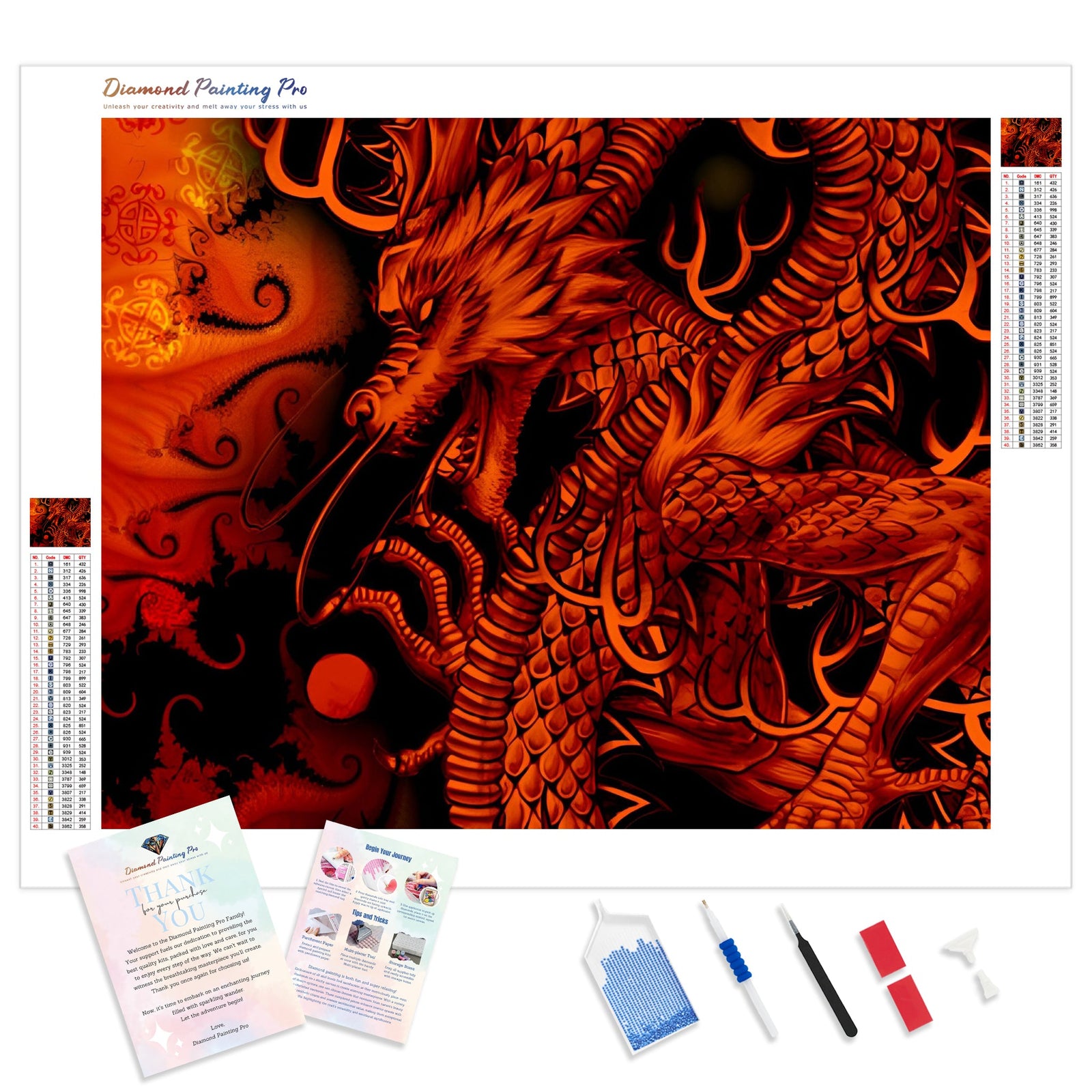 Fierce Dragon | Diamond Painting Kit - Full Drill - Square or Round Diamonds with AB Drills Option