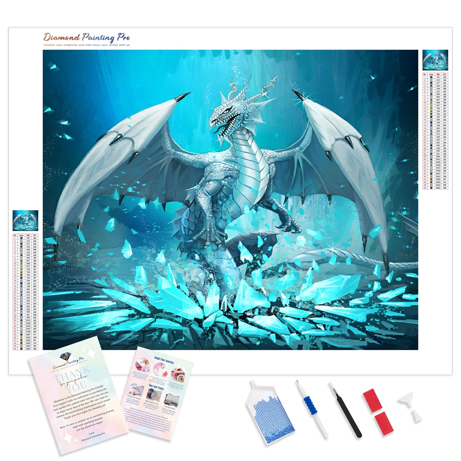 Ice Dragon Revenge| Diamond Painting Kit - Full Drill - Square or Round Diamonds with AB Drills Option