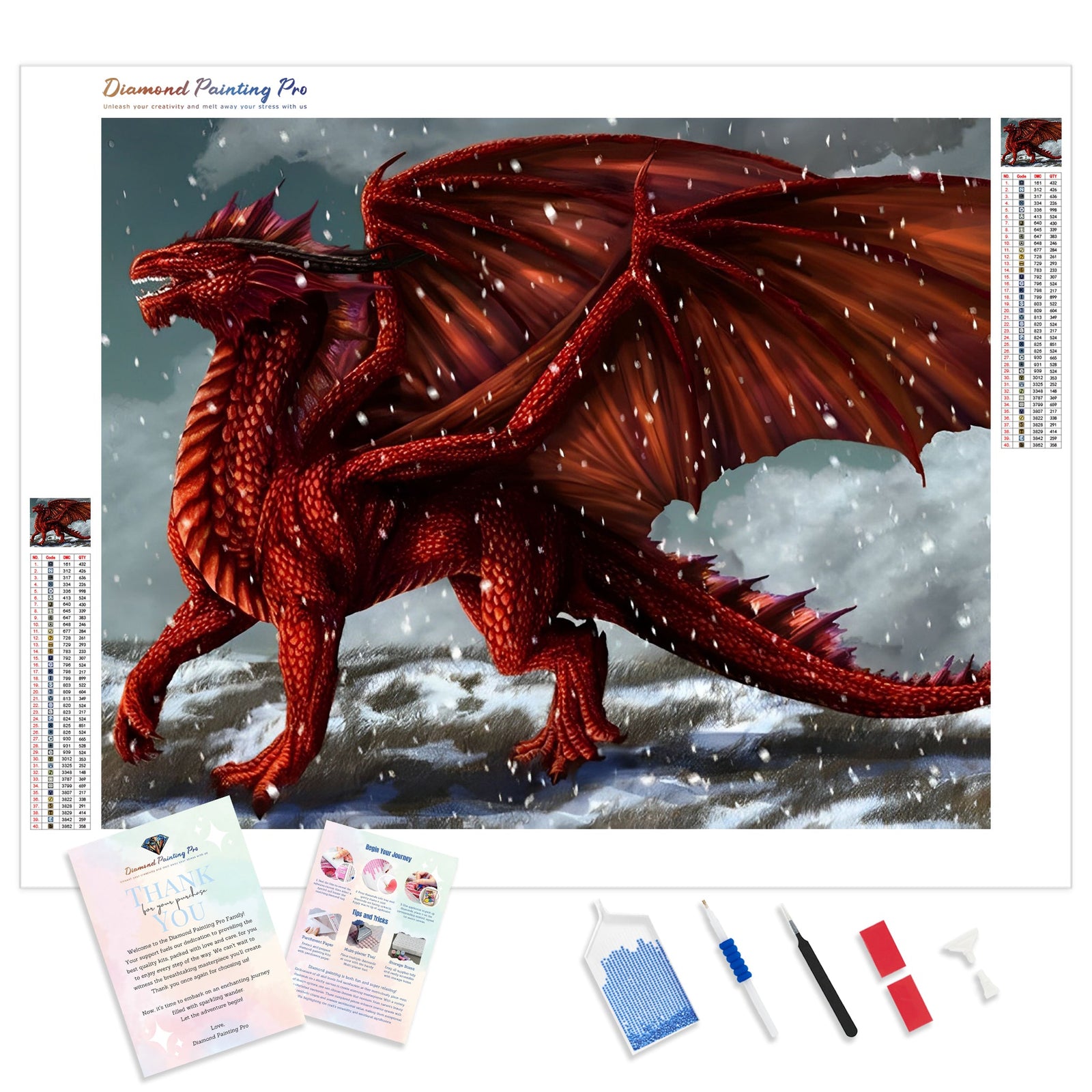 Red Dragon | Diamond Painting Kit - Full Drill - Square or Round Diamonds with AB Drills Option