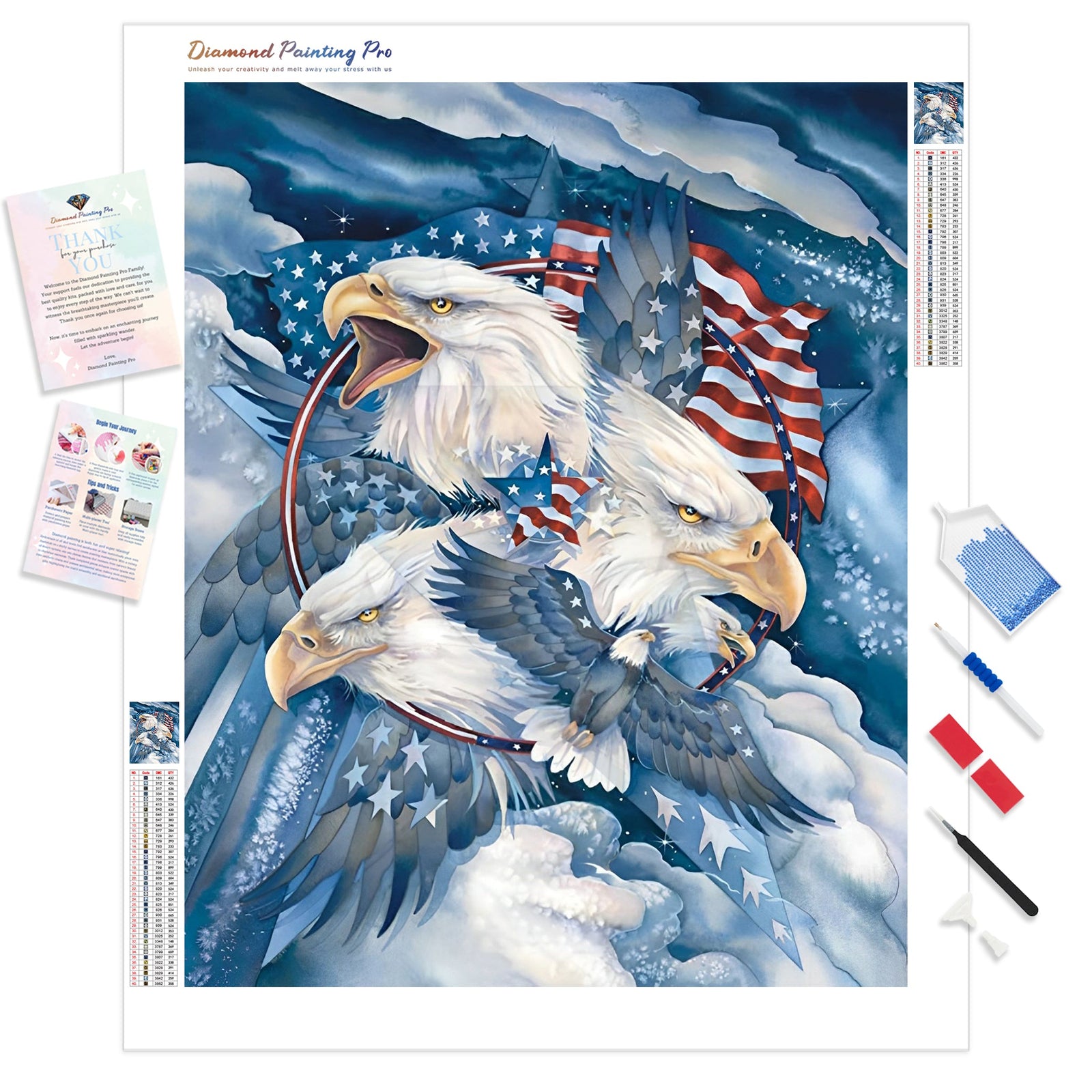 American Eagles | Diamond Painting Kit - Full Drill - Square or Round Diamonds with AB Drills Option